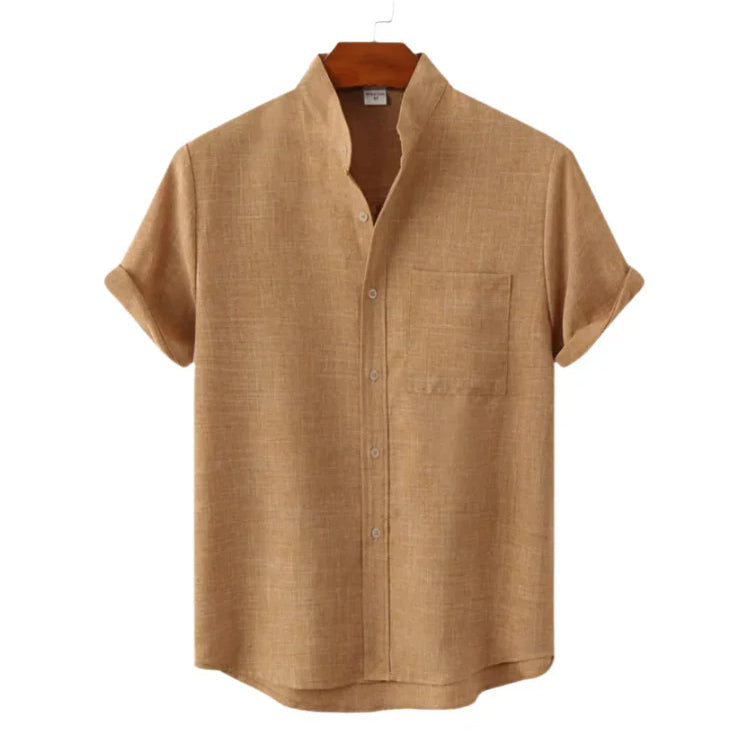 The Hamptons Men's Short Sleeve Collar Linen Shirt