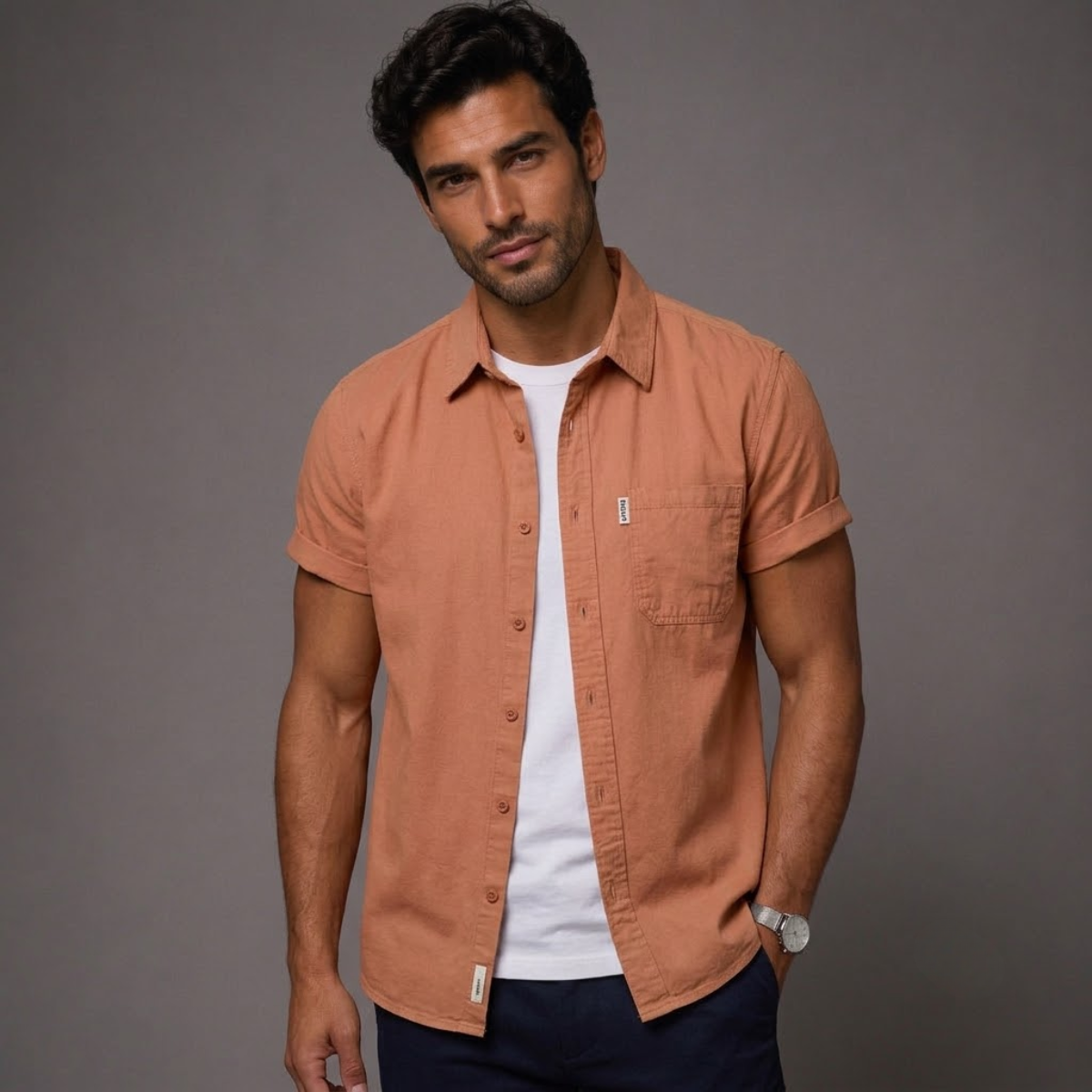 The Ashwater Men’s 100% Cotton Casual Shirt with Pocket