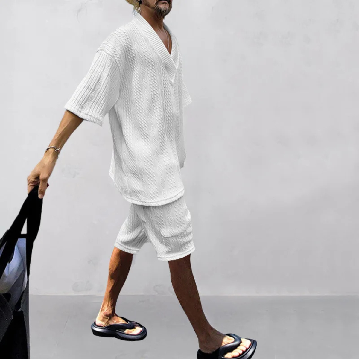 The Glenhurst Ridge Men’s Breathable Summer Knitted Set – Polo Shirt & Shorts