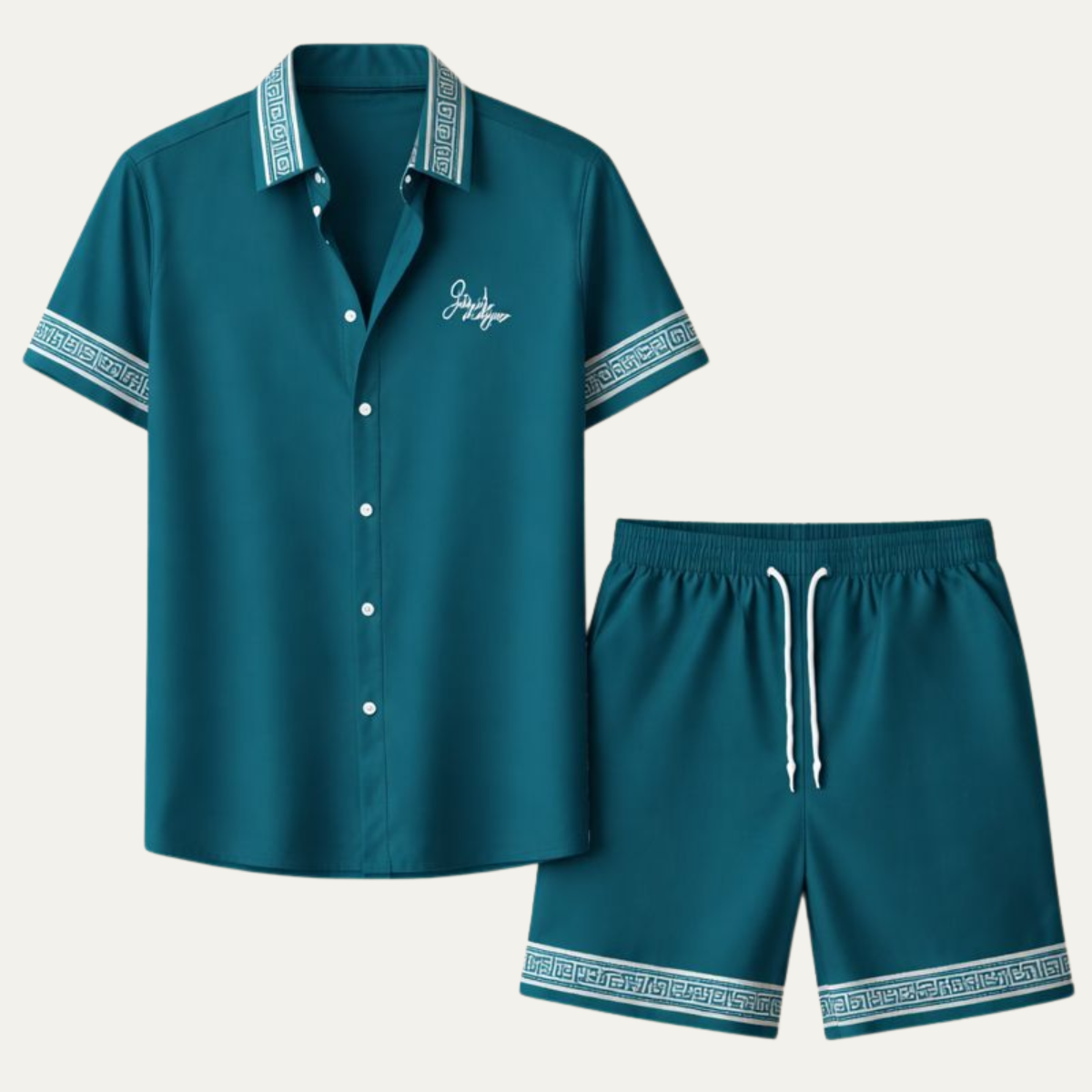 The Stonehill Men’s Retro Print Set – Shirt & Shorts