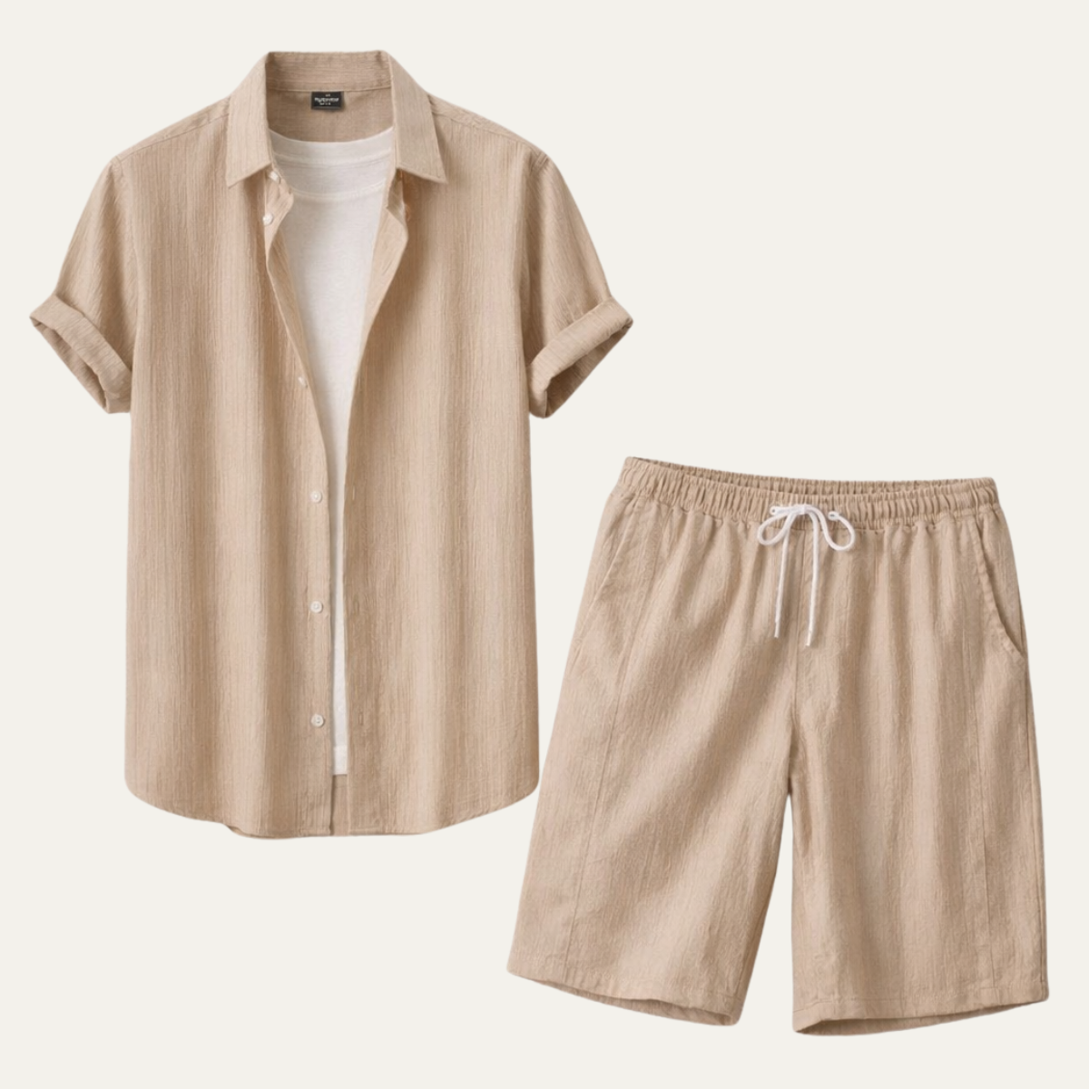 The Hillcrest Park Men’s Casual Co-Ord Set – Button-Up Shirt & Drawstring Shorts