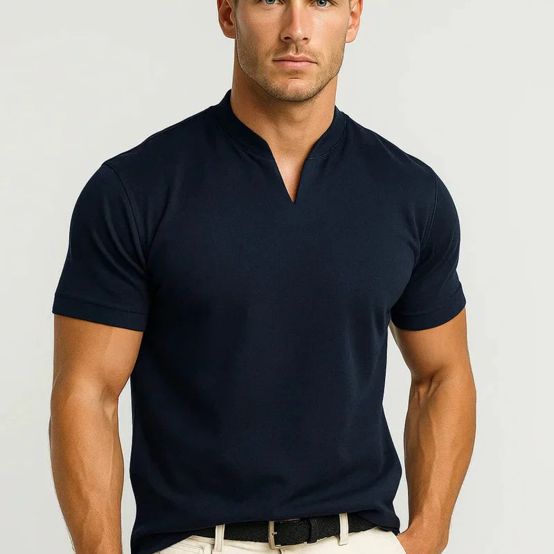 The Canberra Men's CasualSplit Collar Cotton T Shirt