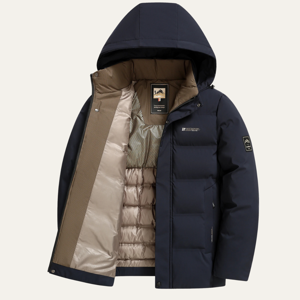 The Brunello Men’s Thick Cotton Padded Winter Jacket with Hood