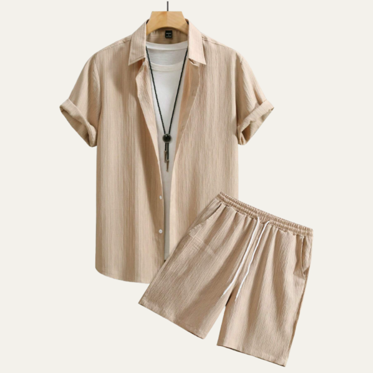 The Hillcrest Park Men’s Casual Co-Ord Set – Button-Up Shirt & Drawstring Shorts