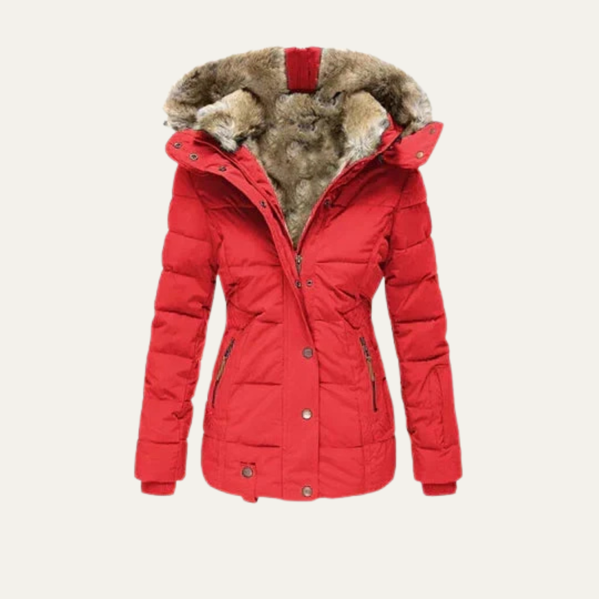 Women's Faux Fur Hooded Winter Jacket – Warm Quilted Puffer Coat