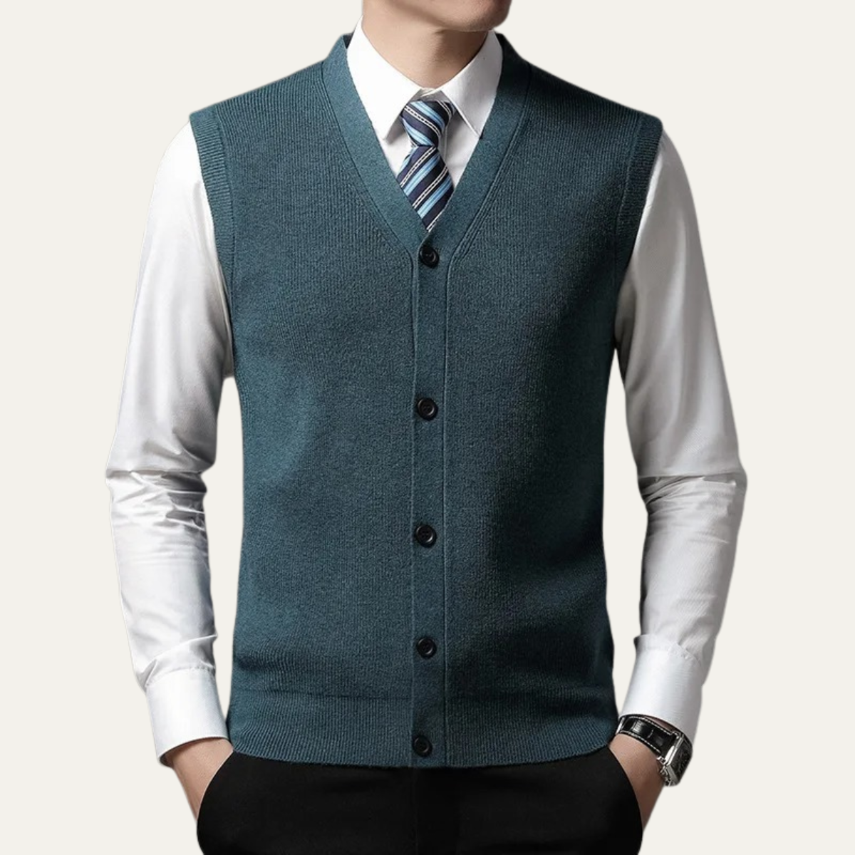 The Castellammare Men’s Smart Button Knit Waistcoat