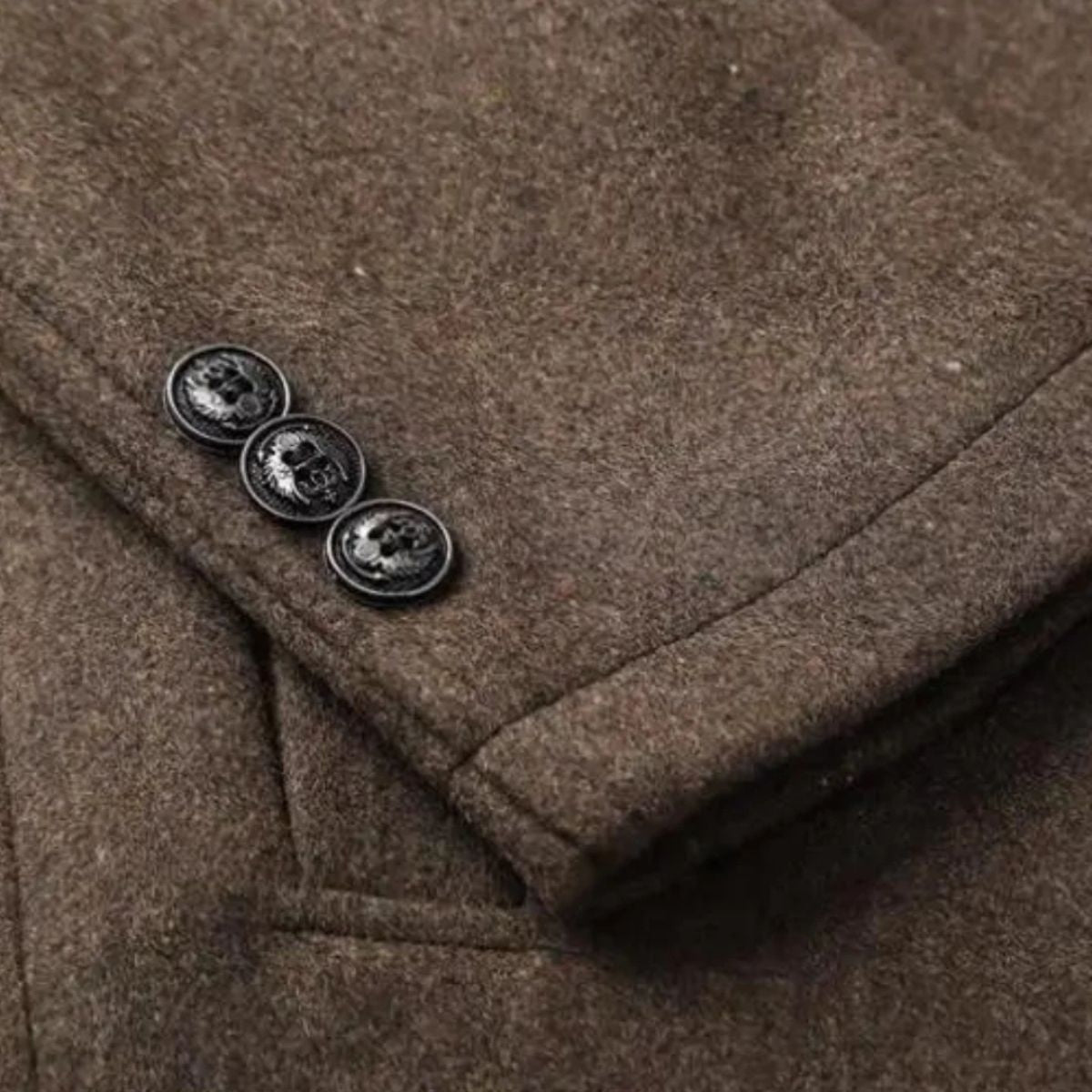 Men's Wool Overcoat Brown Button Front