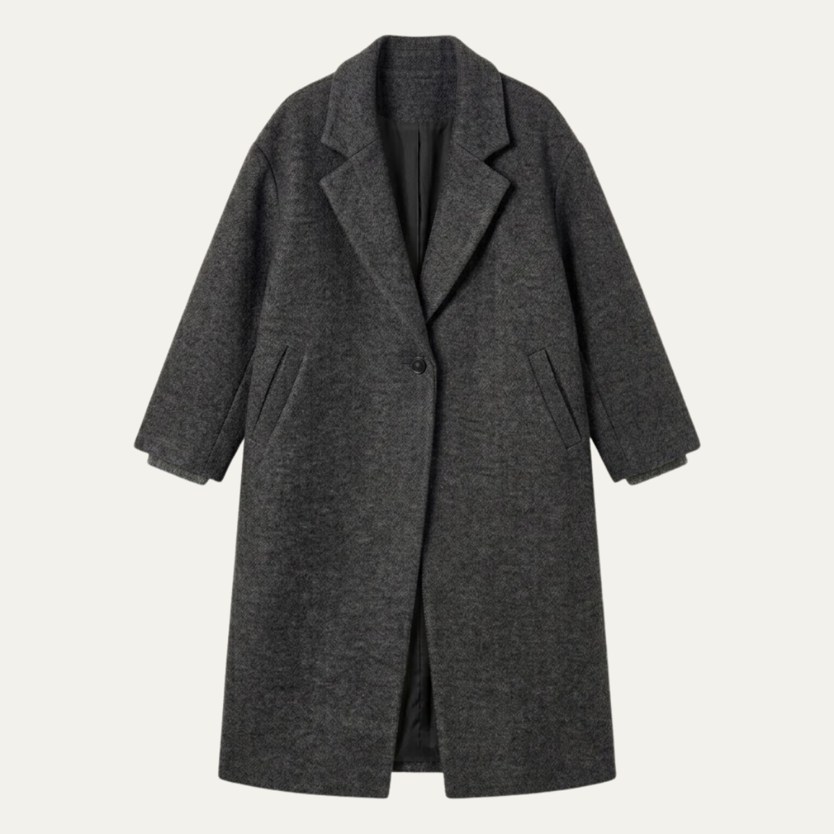 Women's Oversized Wool Coat – Long Single Breasted Winter Overcoat
