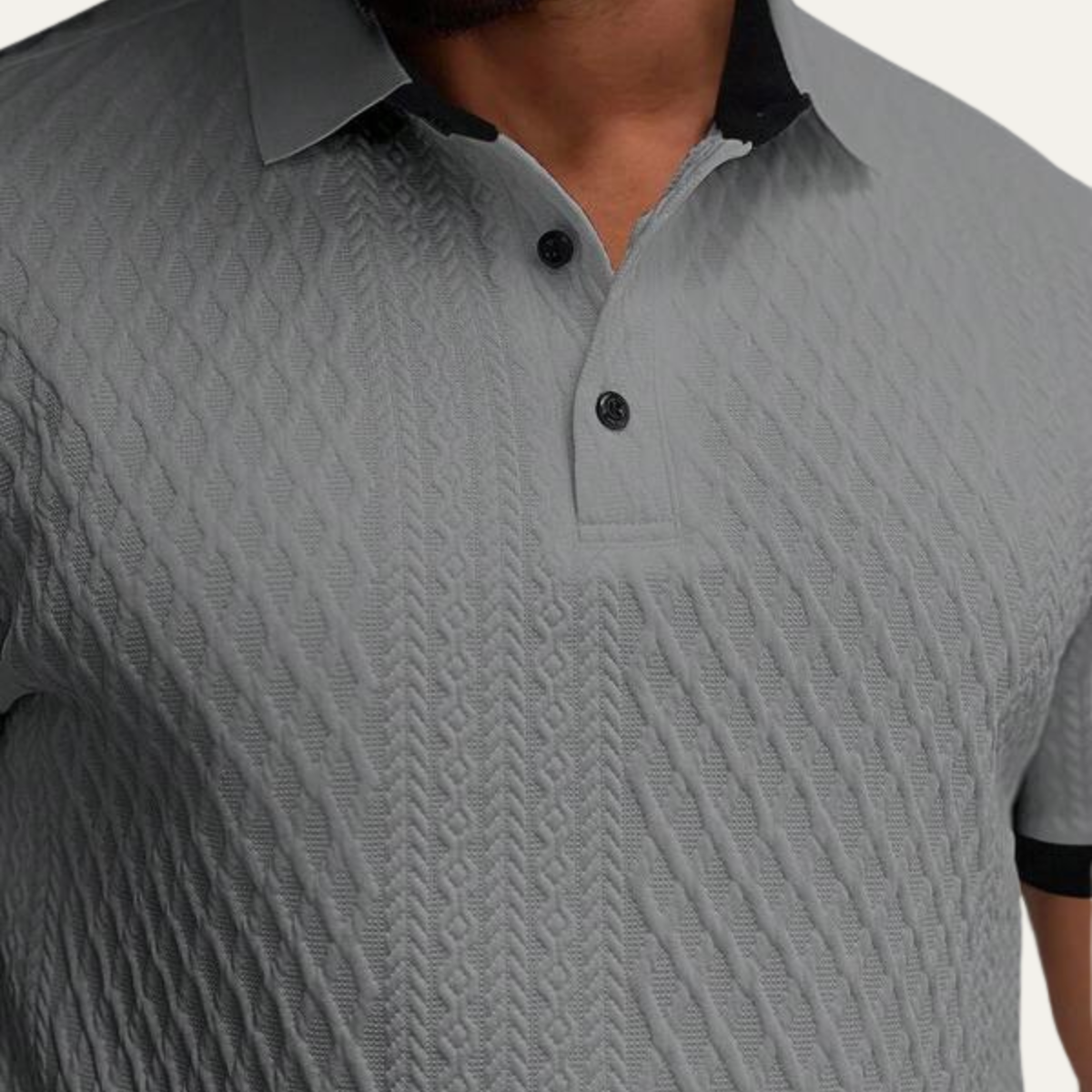 The Glenbrook Hill Men’s Casual Textured Polo Shirt with Contrast Collar