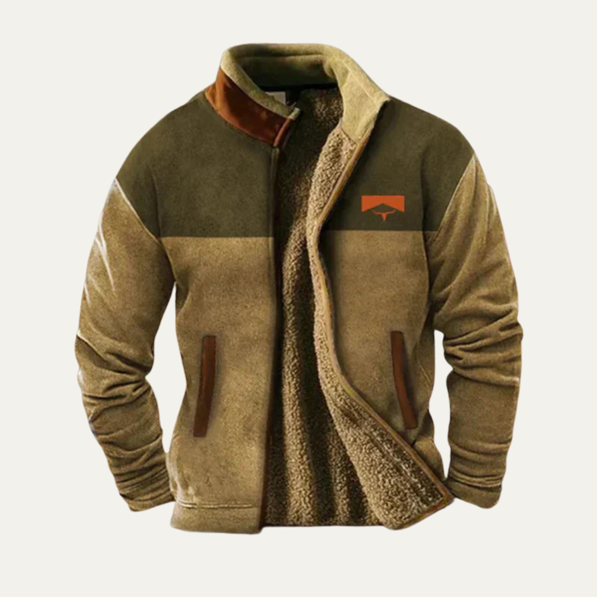 The Maddison Men’s Vintage Warm Sherpa Lined Winter Coat with Patterned Sleeves