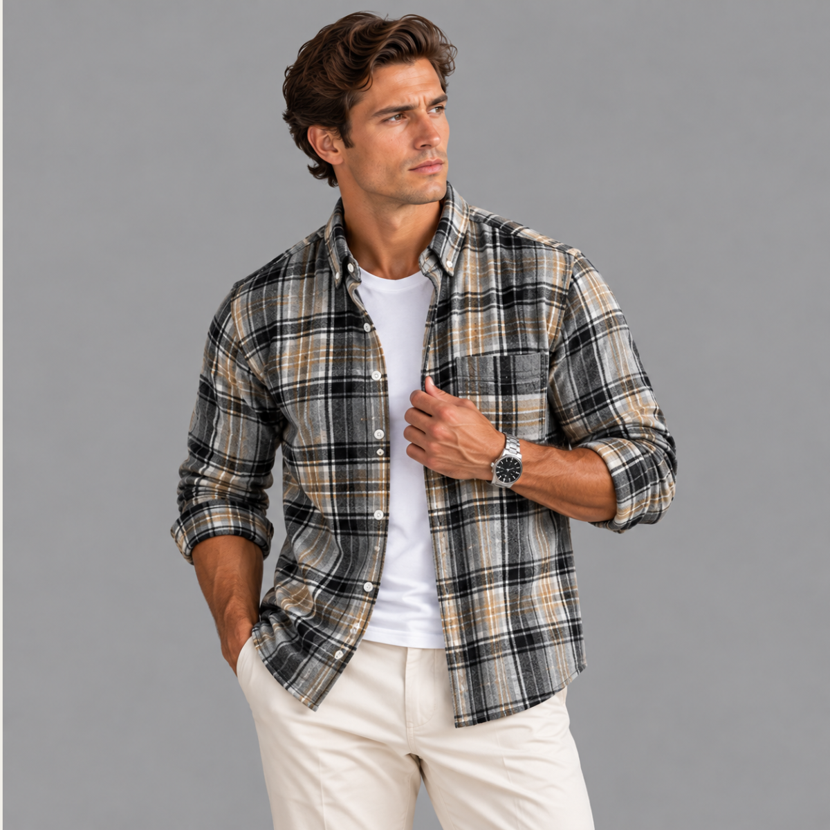 The Cuneo Men’s Plaid Lightweight Flannel Shirt