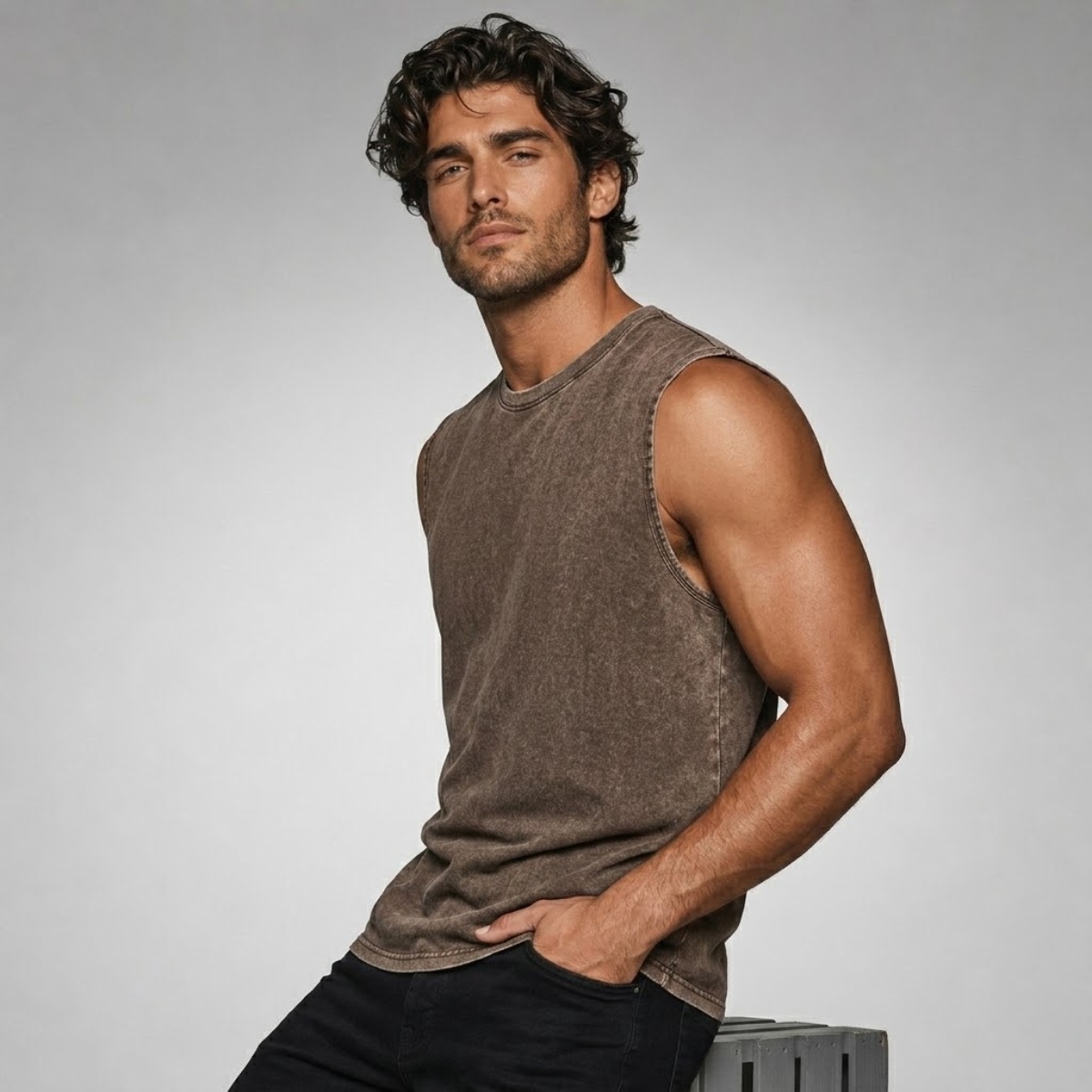 The Porto Men's Vintage Washed Sleeveless Tank Top