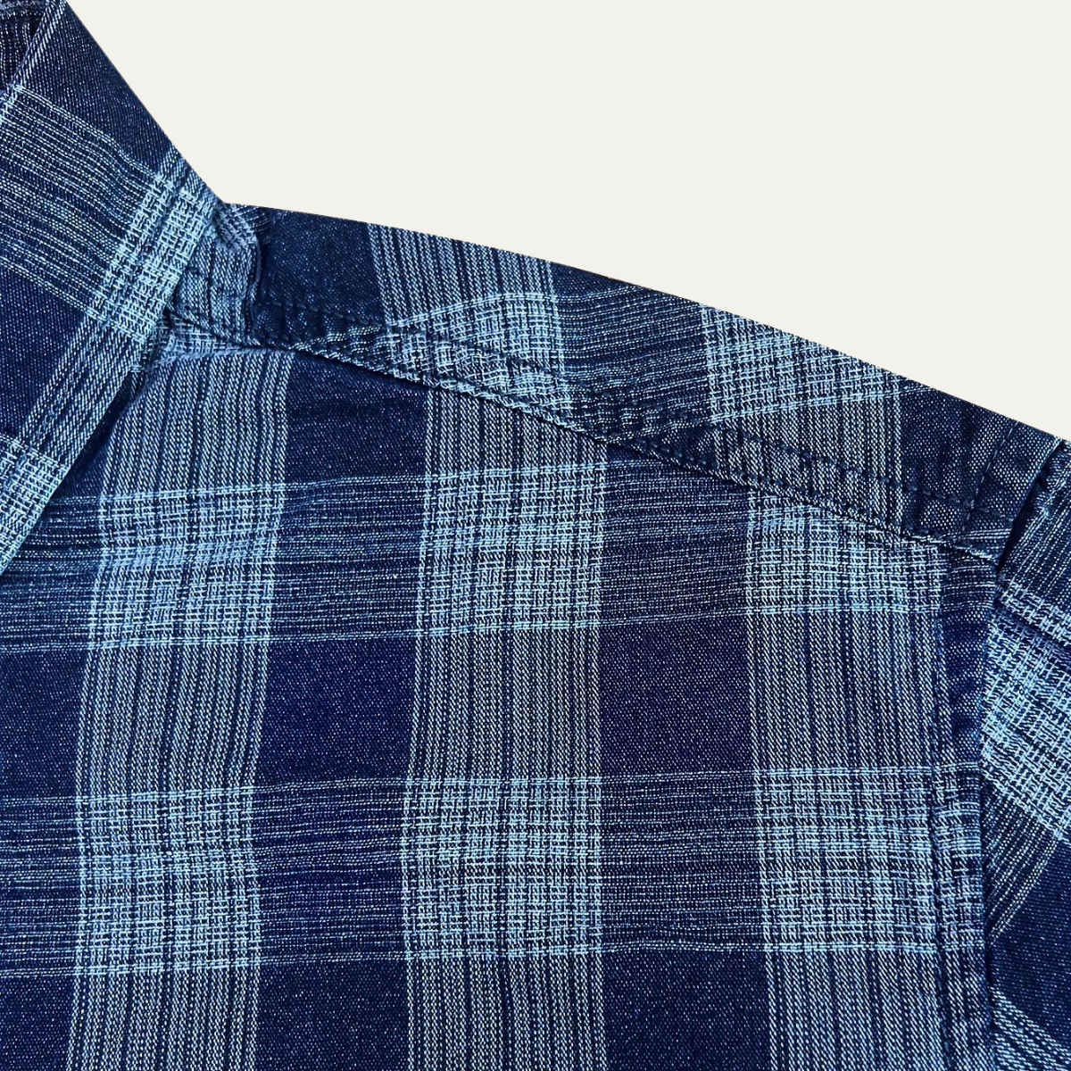 The Foxwood Ridge Men’s Plaid Denim Shirt with Chest Pockets