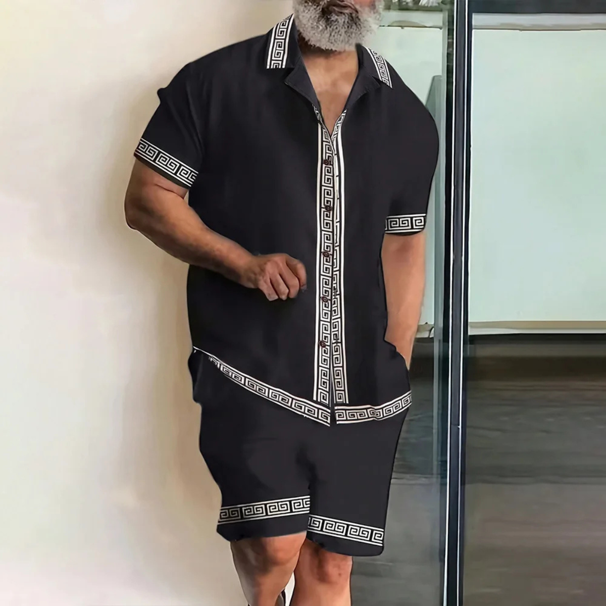 The Glenwood Ridge Men’s Casual Print Set – Shirt & Shorts