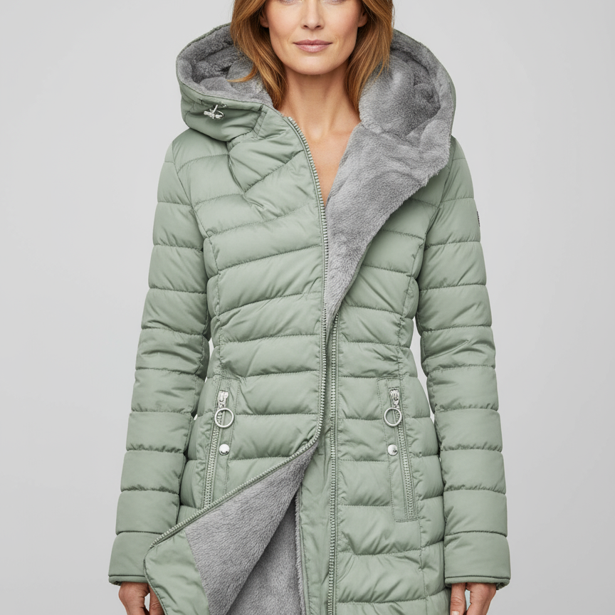 Women's Fur Hooded Puffer Coat – Long Quilted Winter Jacket