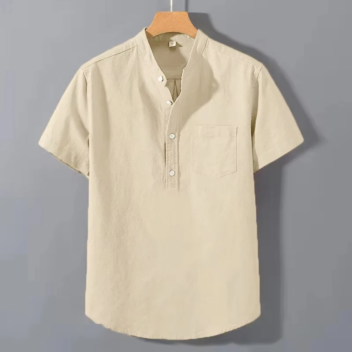 The Piacenza Men’s Cotton Stand Collar Summer Shirt