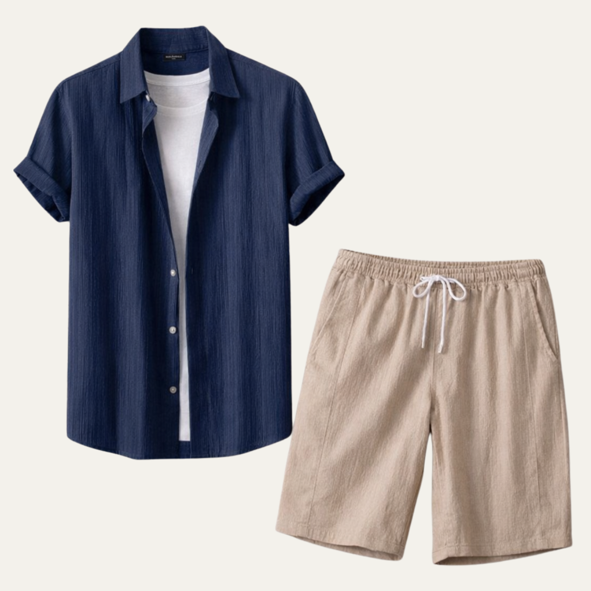 The Oakview Ridge Men’s Trendy Co-Ord Set – Button-Up Shirt & Drawstring Shorts