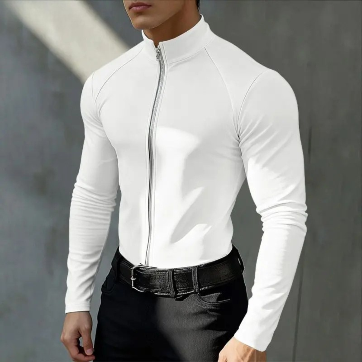 The Sassari Men’s Slim Fit Zip Up Casual Turtleneck Shirt