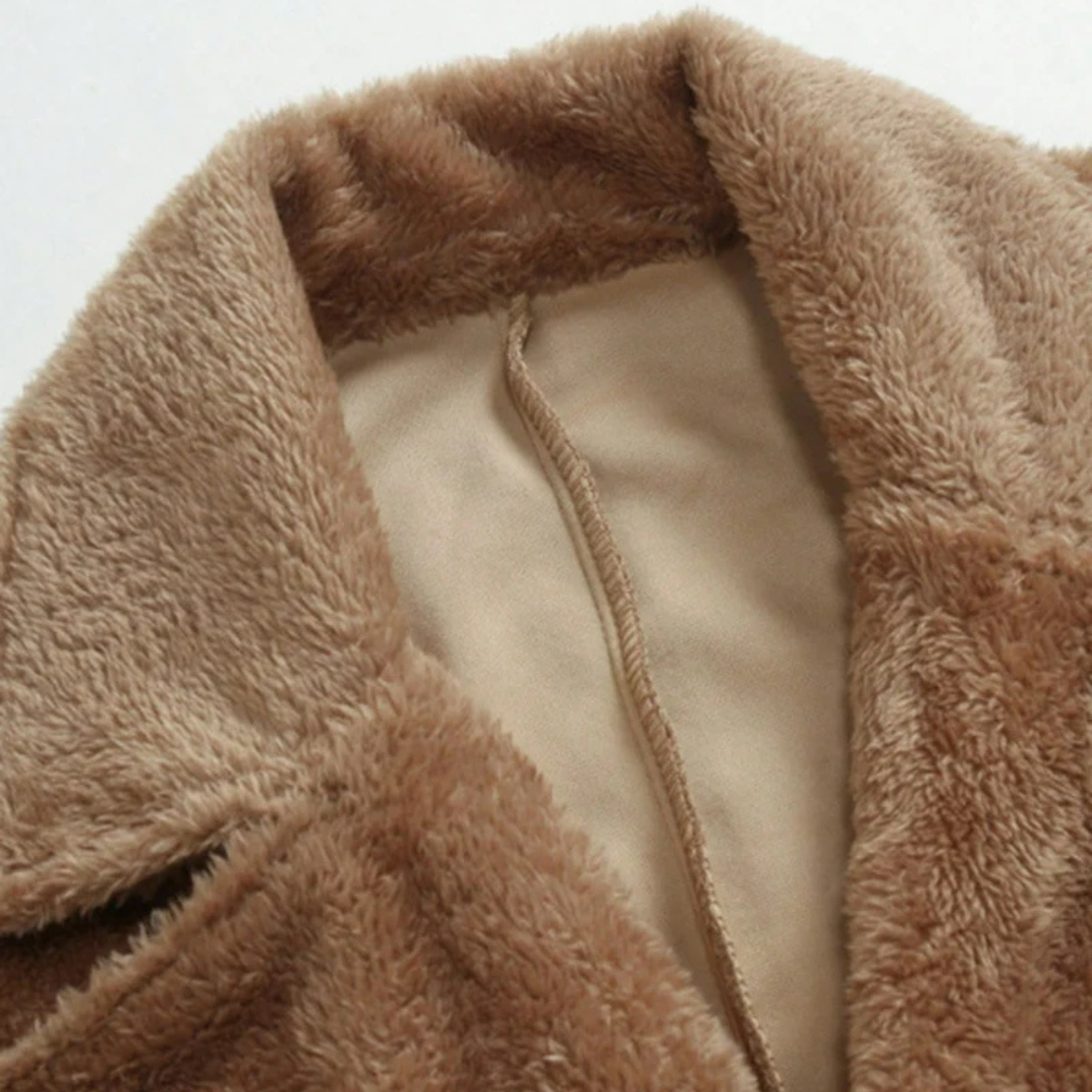 The Fairchild Men's Warm Brown Double Breasted Plush Winter Coat
