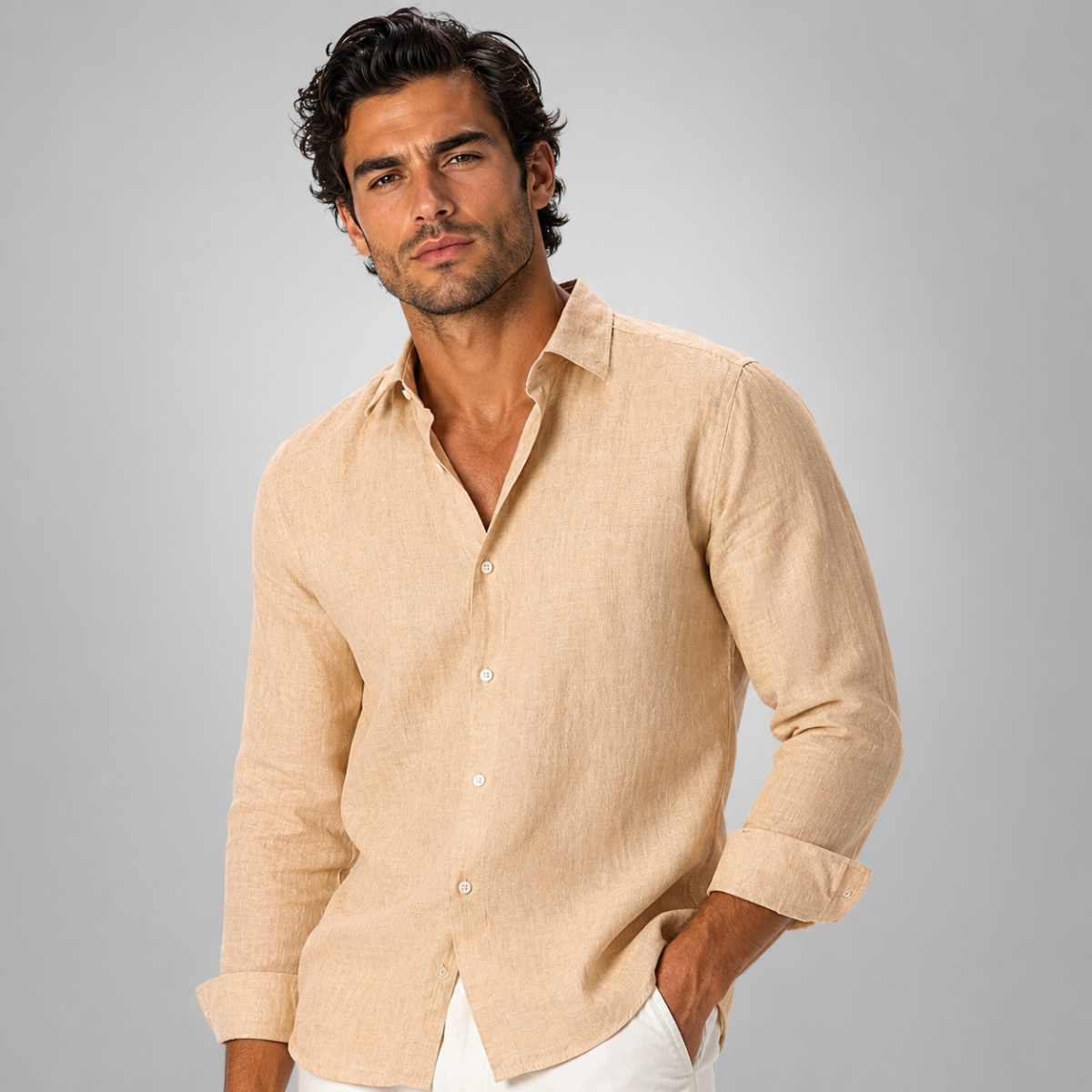 The Orvieto Men’s Cotton Linen Button Down Shirt