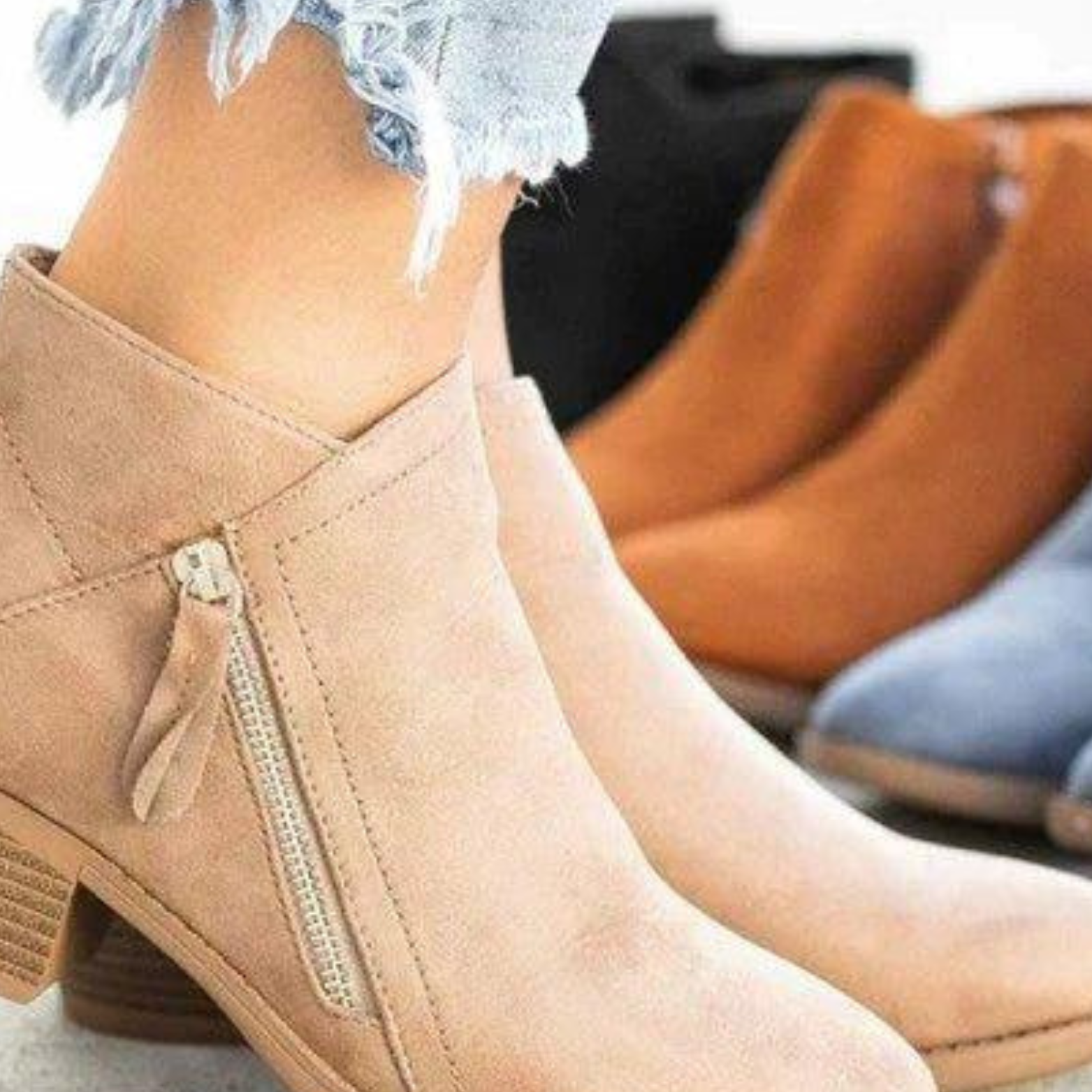 Women’s Western Ankle Boots – Side Zip Block Heel Booties