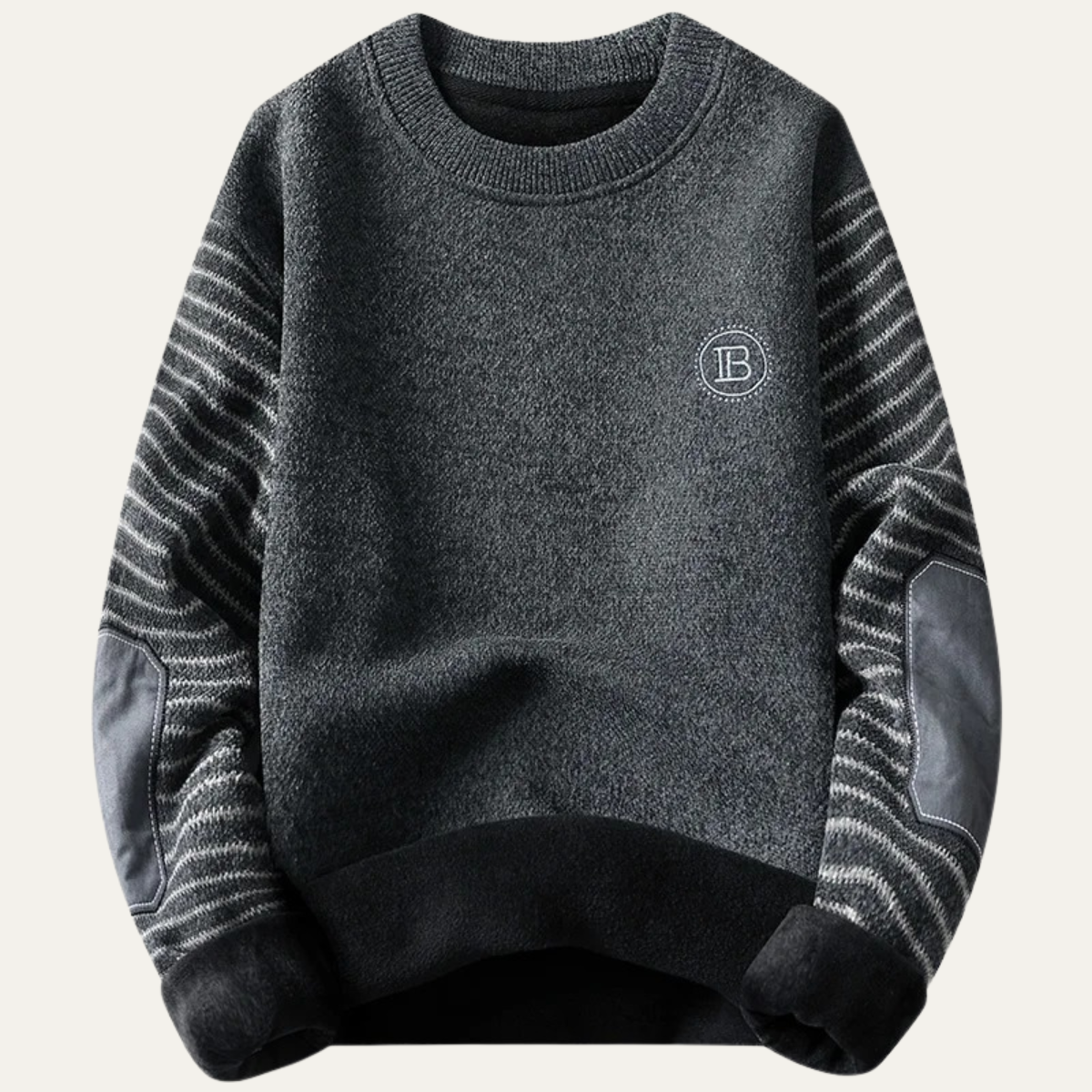 The Porto Cervo Men’s Warm Winter Round Neck Knit Patchwork Sweater