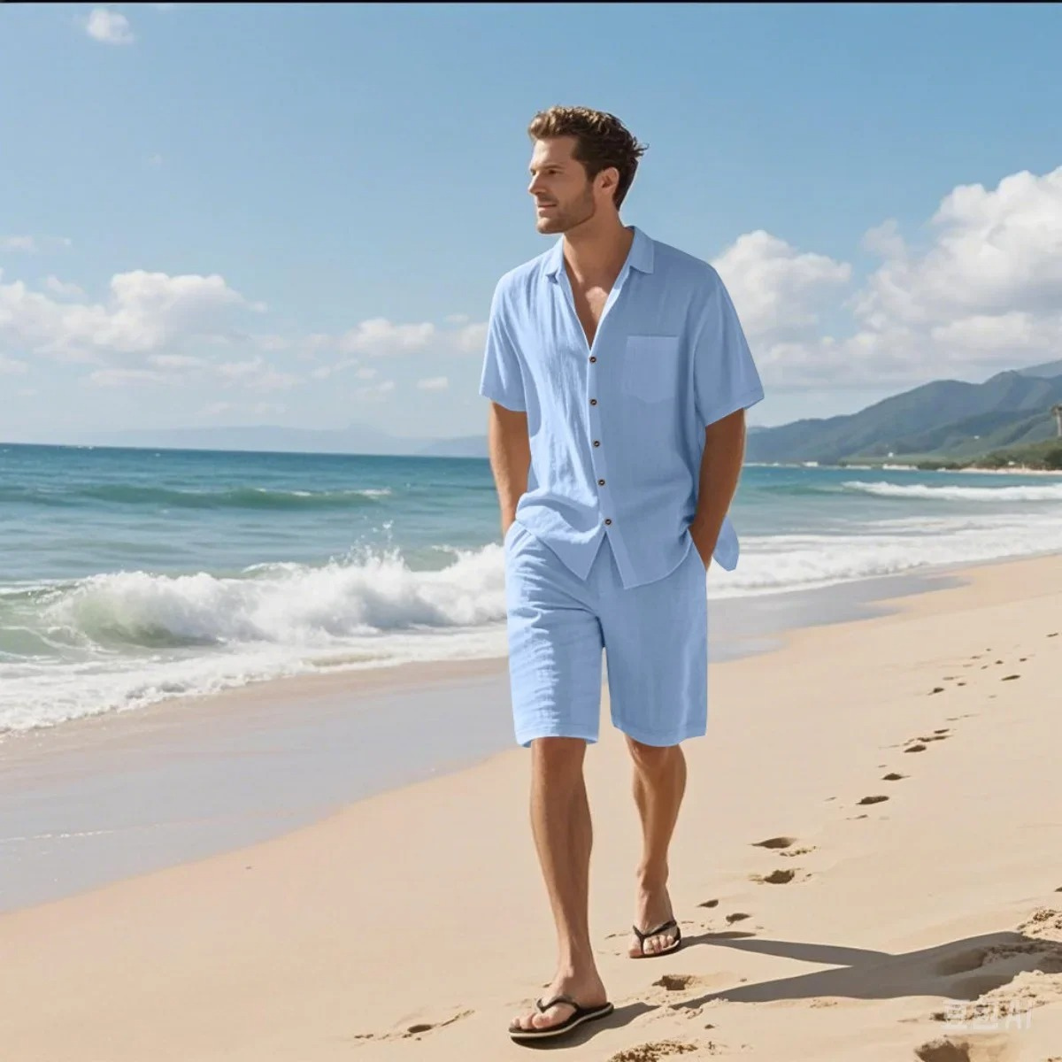 The Wexley Men’s Summer Retro Beach Set – Shirt & Shorts