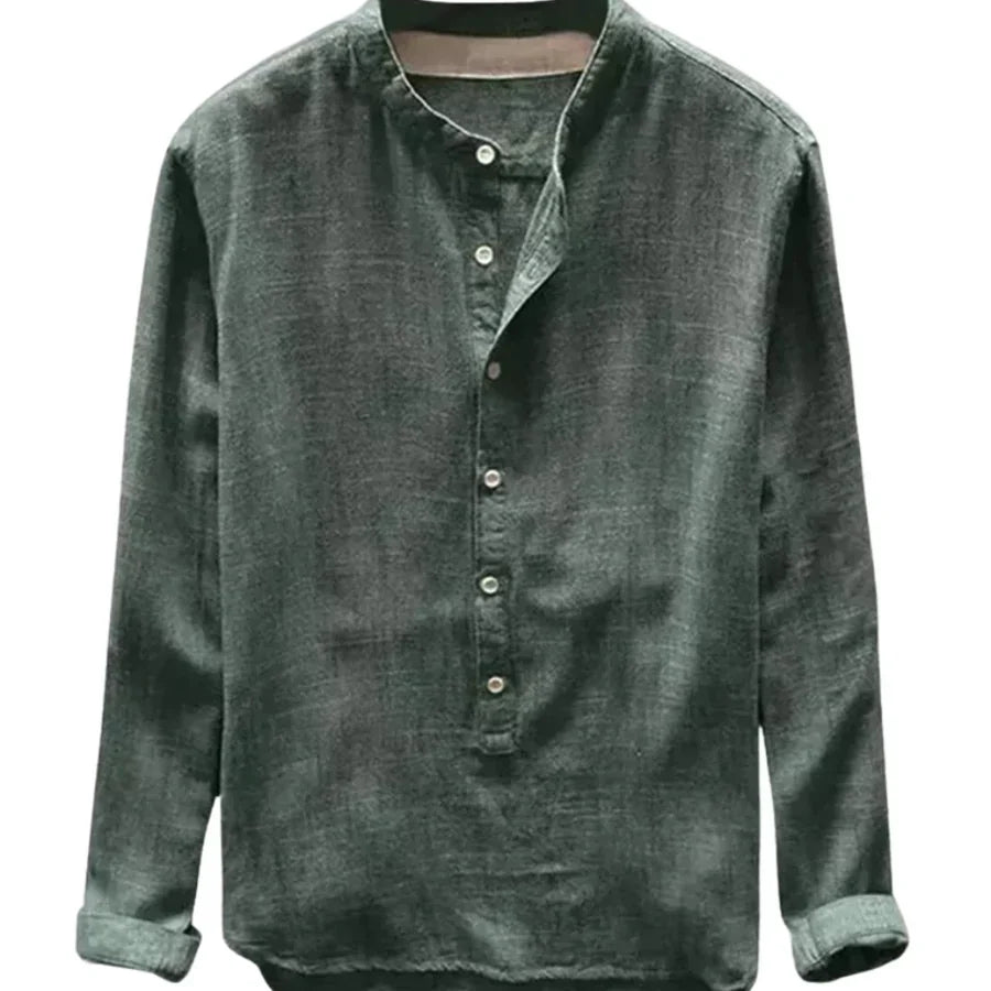 The Brooklyn Men's Vintage Collar Linen Henley Shirt