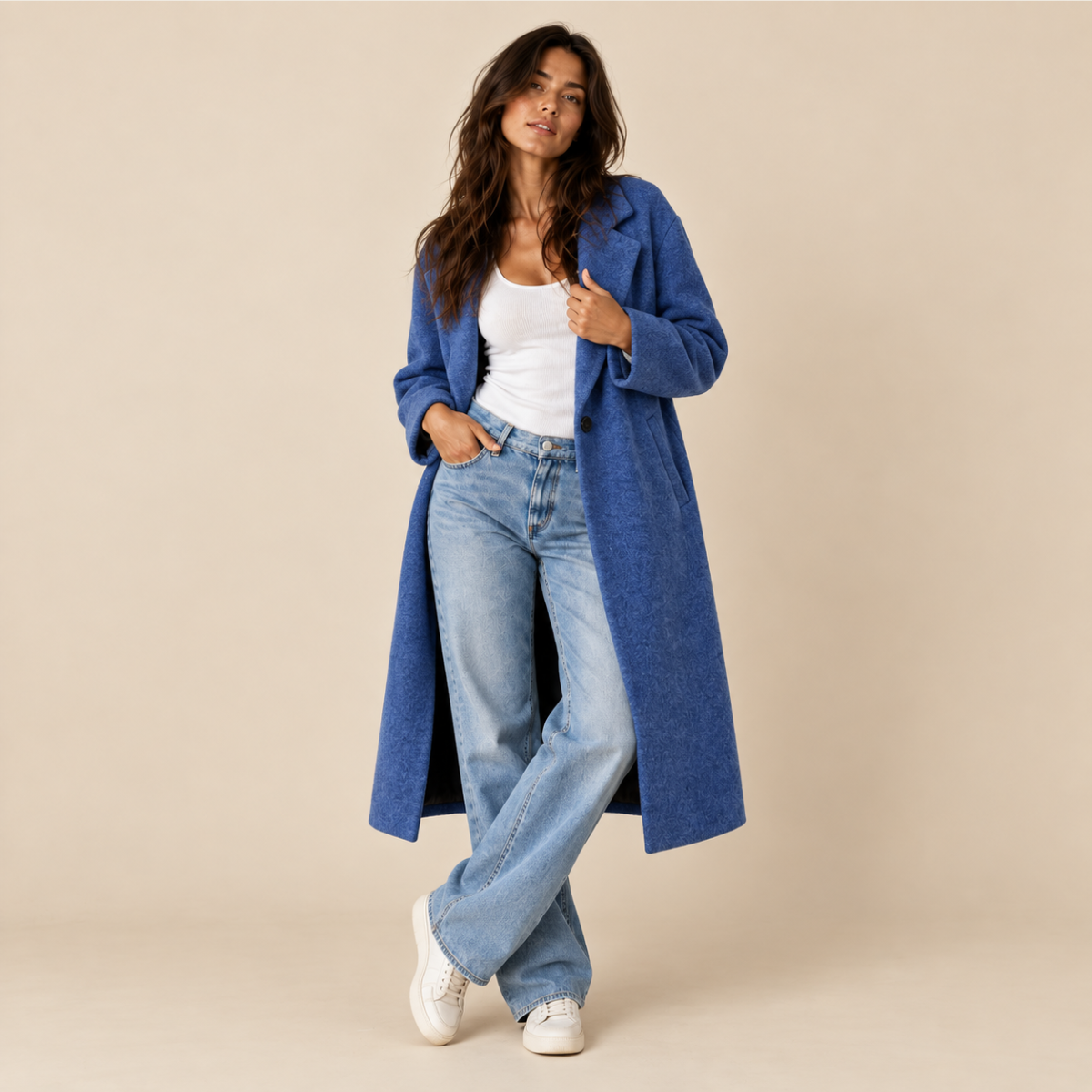 Women's Oversized Wool Coat – Long Single Breasted Winter Overcoat