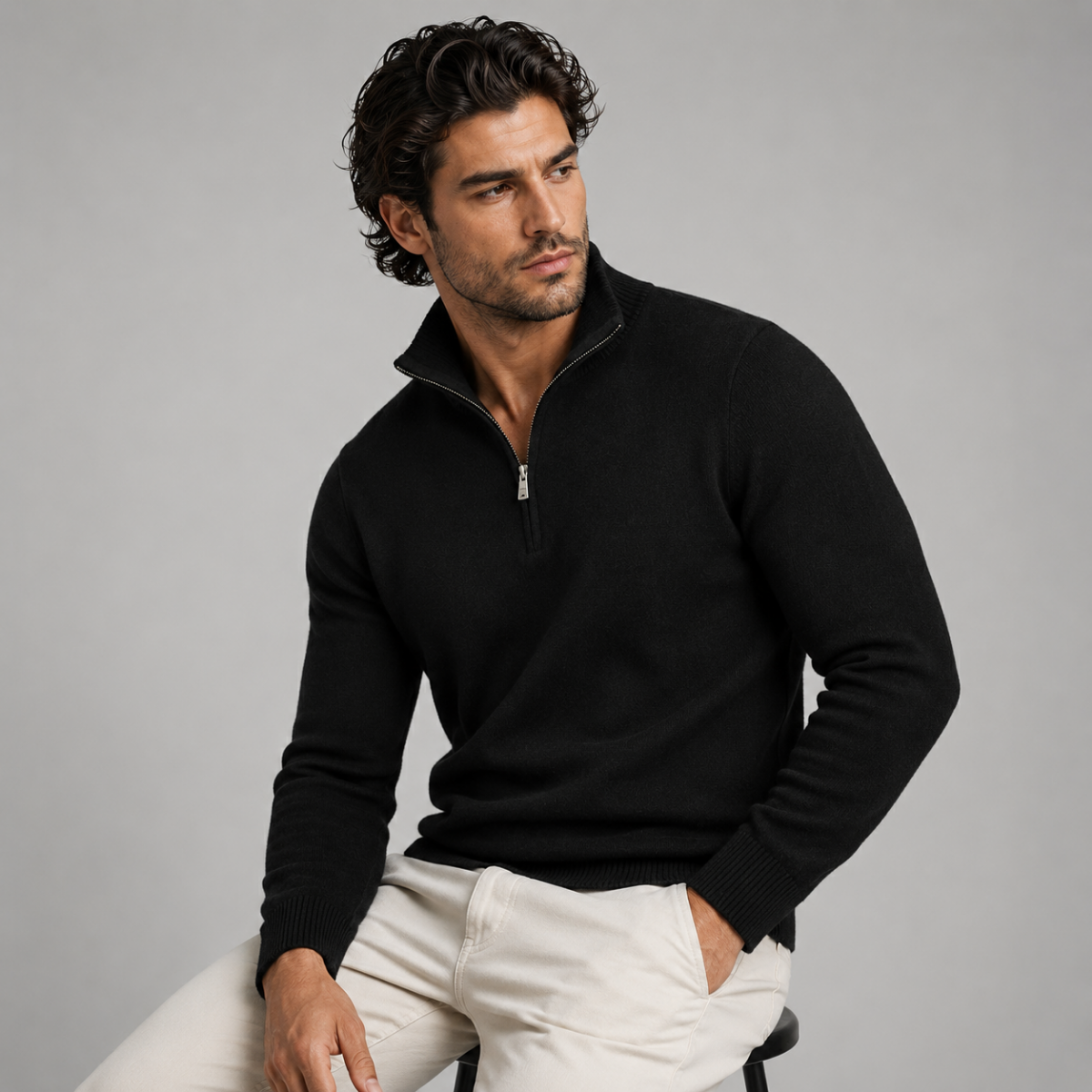 The Kidlington Men's Quarter Zip Lightweight Knit Sweater