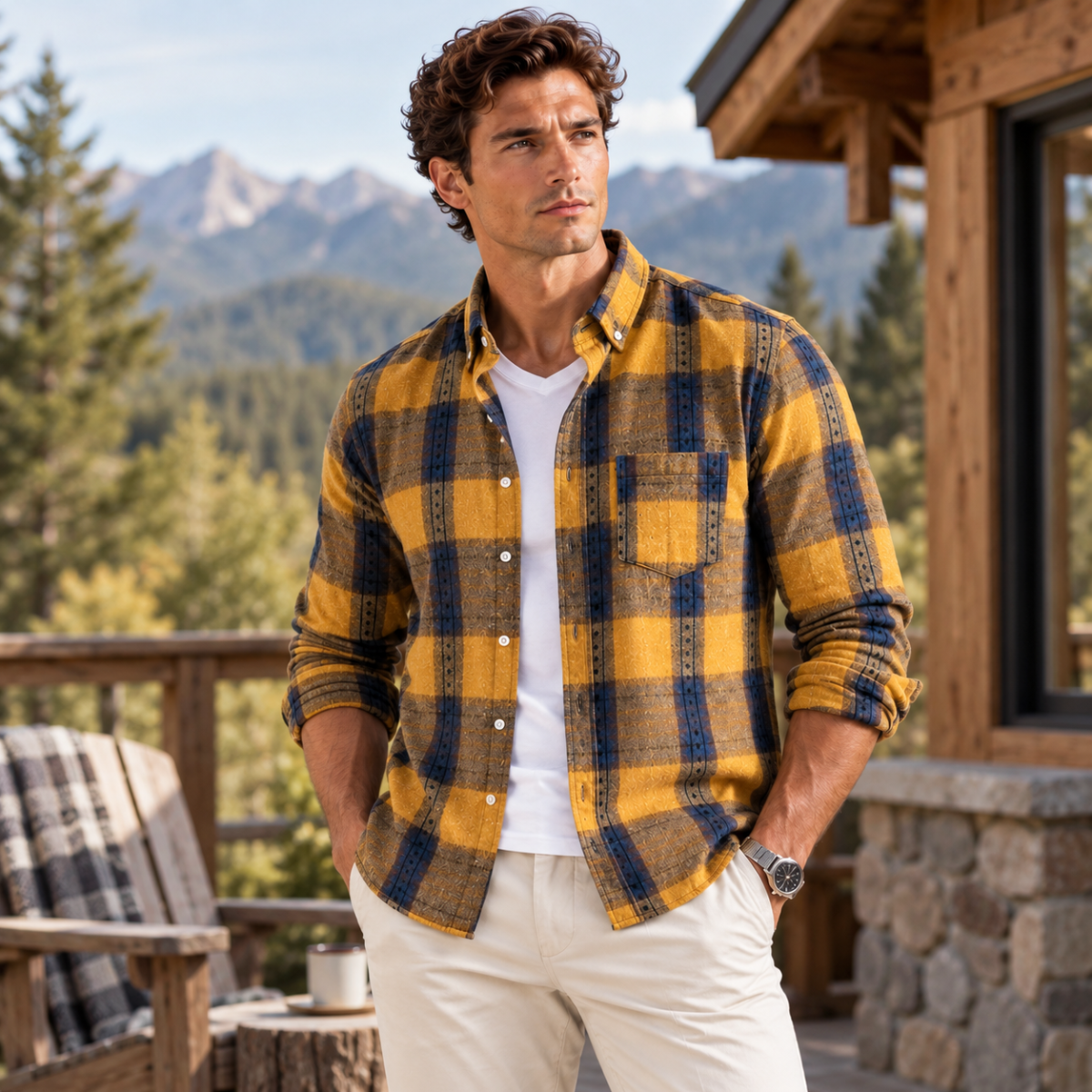 The Cuneo Men’s Plaid Lightweight Flannel Shirt