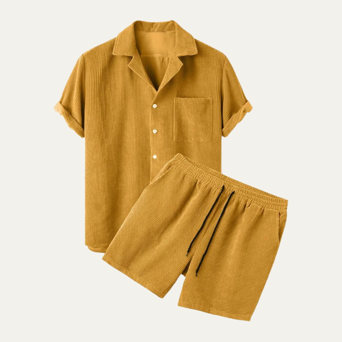 The Yorkminster Men’s Corduroy Summer Set – Shirt & Shorts