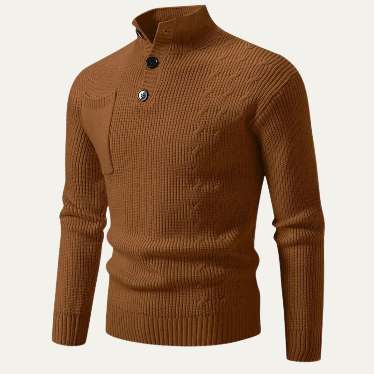 The Westgate Men’s Stand Collar Knit Sweater with Button Detail