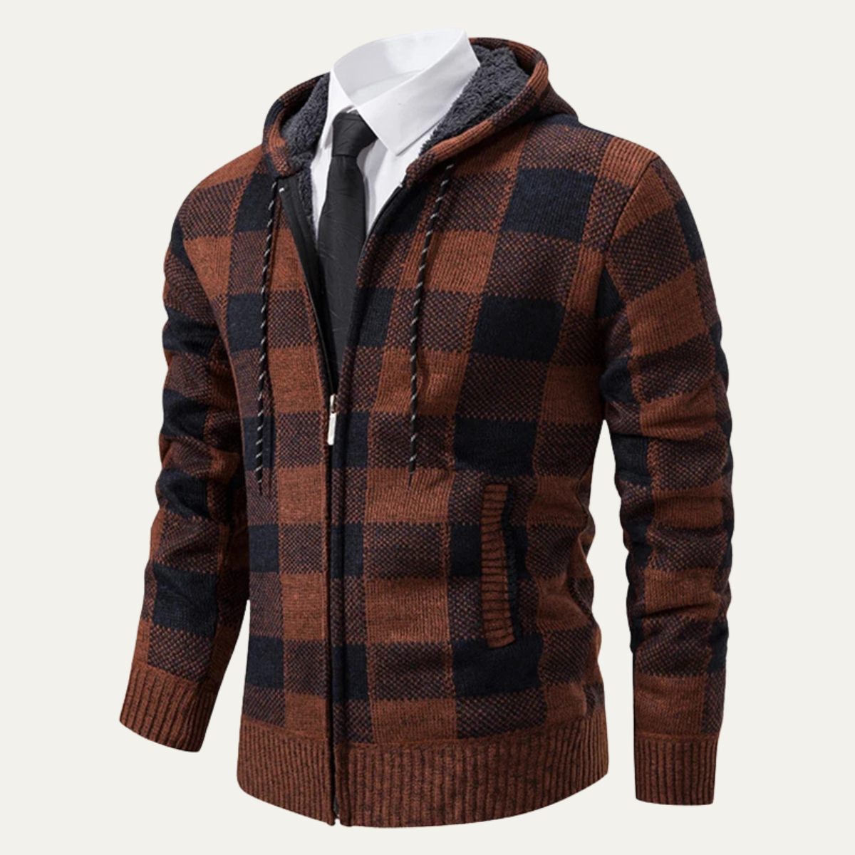 Men's Plaid Zip Up Hoodie