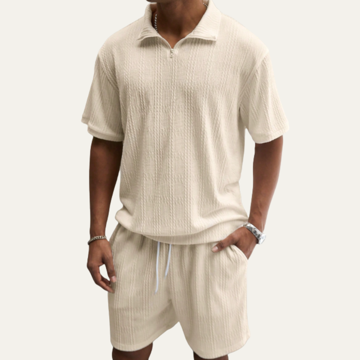 The Fairview Lane Men’s Solid Colour Casual Set – Polo Shirt & Shorts