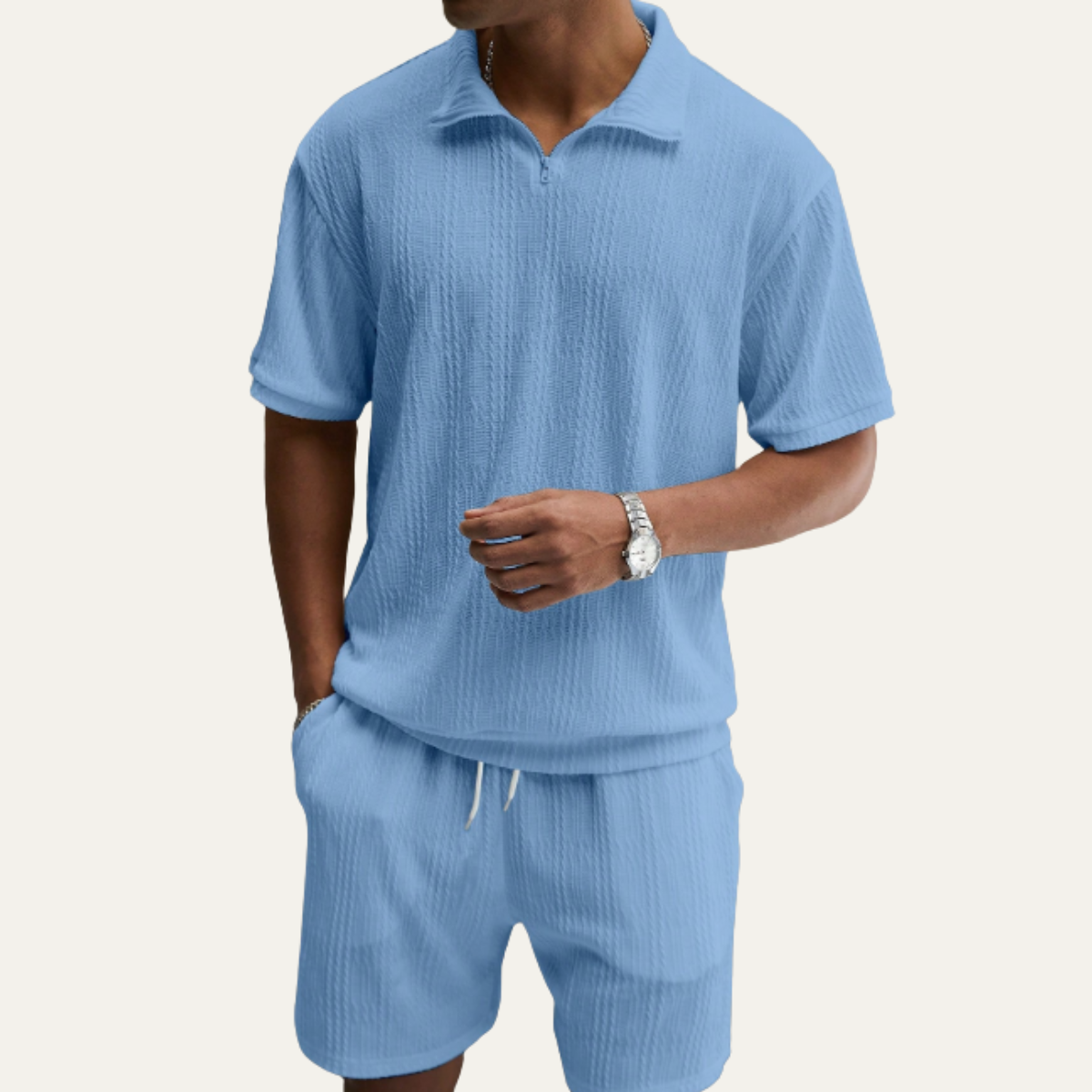 The Fairview Lane Men’s Solid Colour Casual Set – Polo Shirt & Shorts