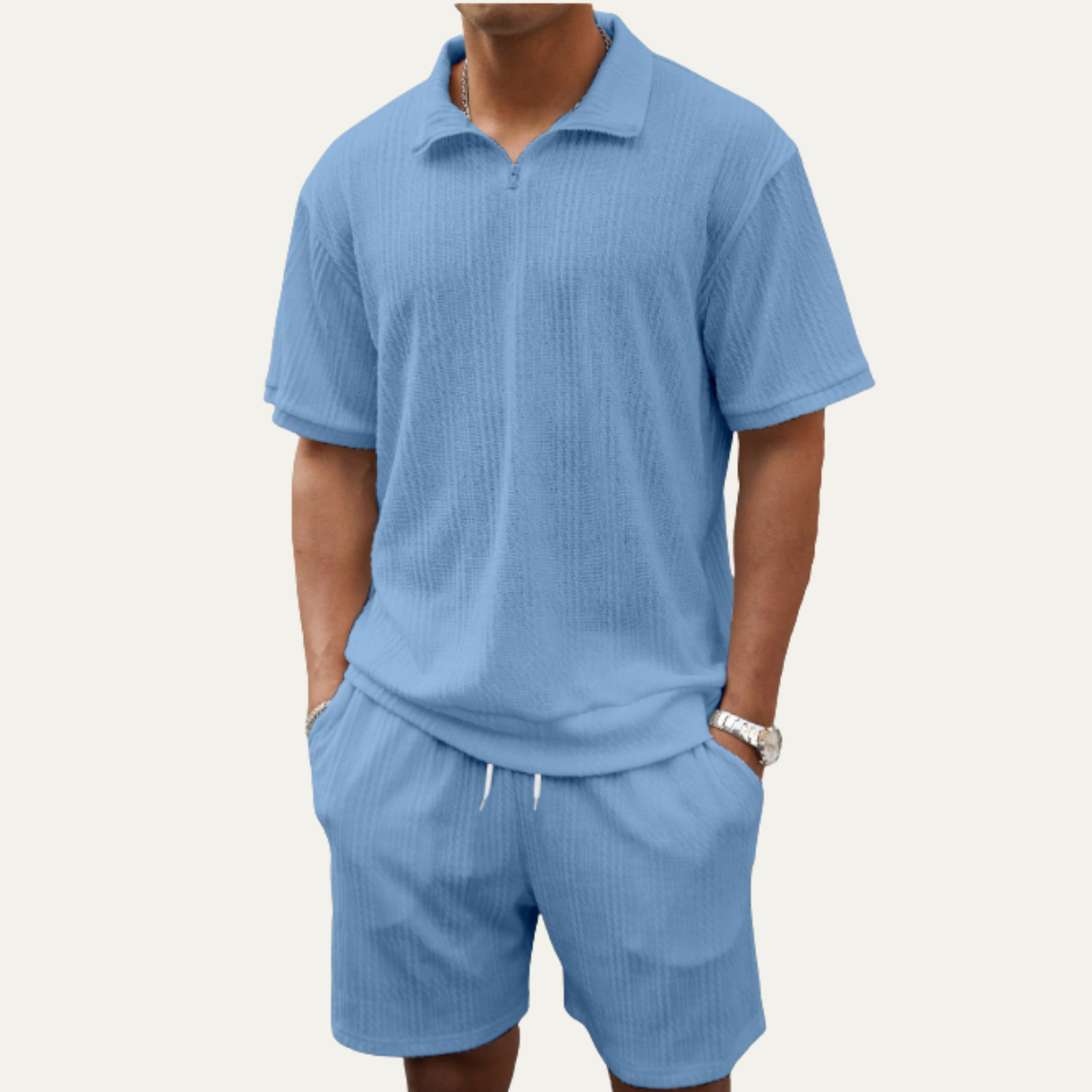 The Fairview Lane Men’s Solid Colour Casual Set – Polo Shirt & Shorts