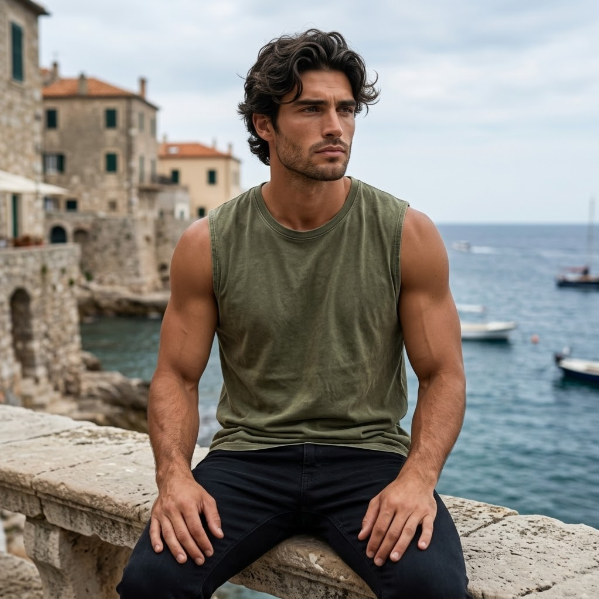 The Porto Men's Vintage Washed Sleeveless Tank Top