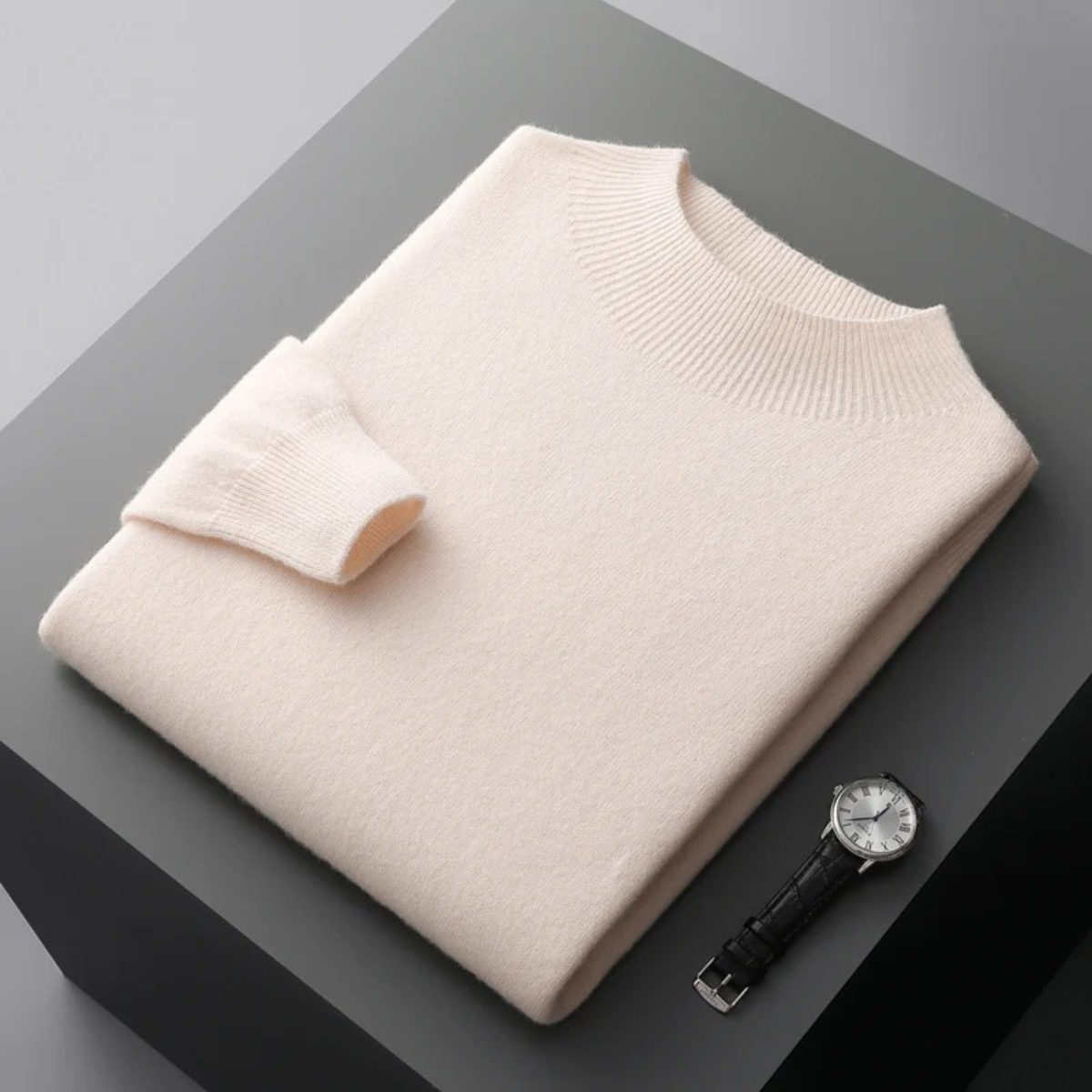 The Taranto Men’s Plain Mock Neck Knit Sweater