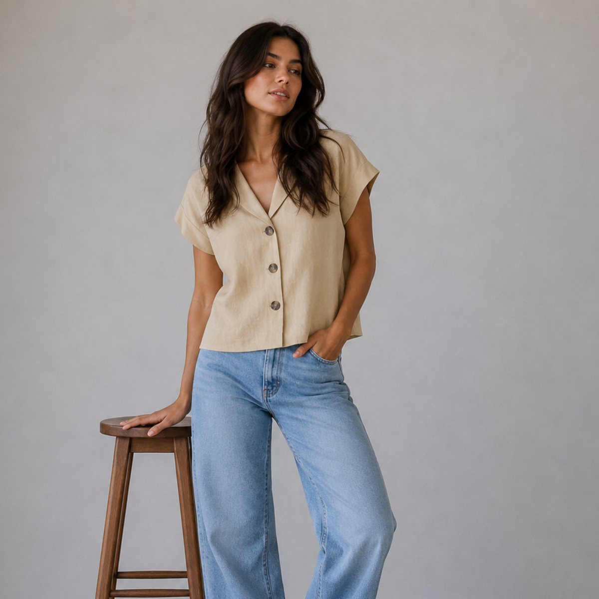 Elegant Linen Summer Top