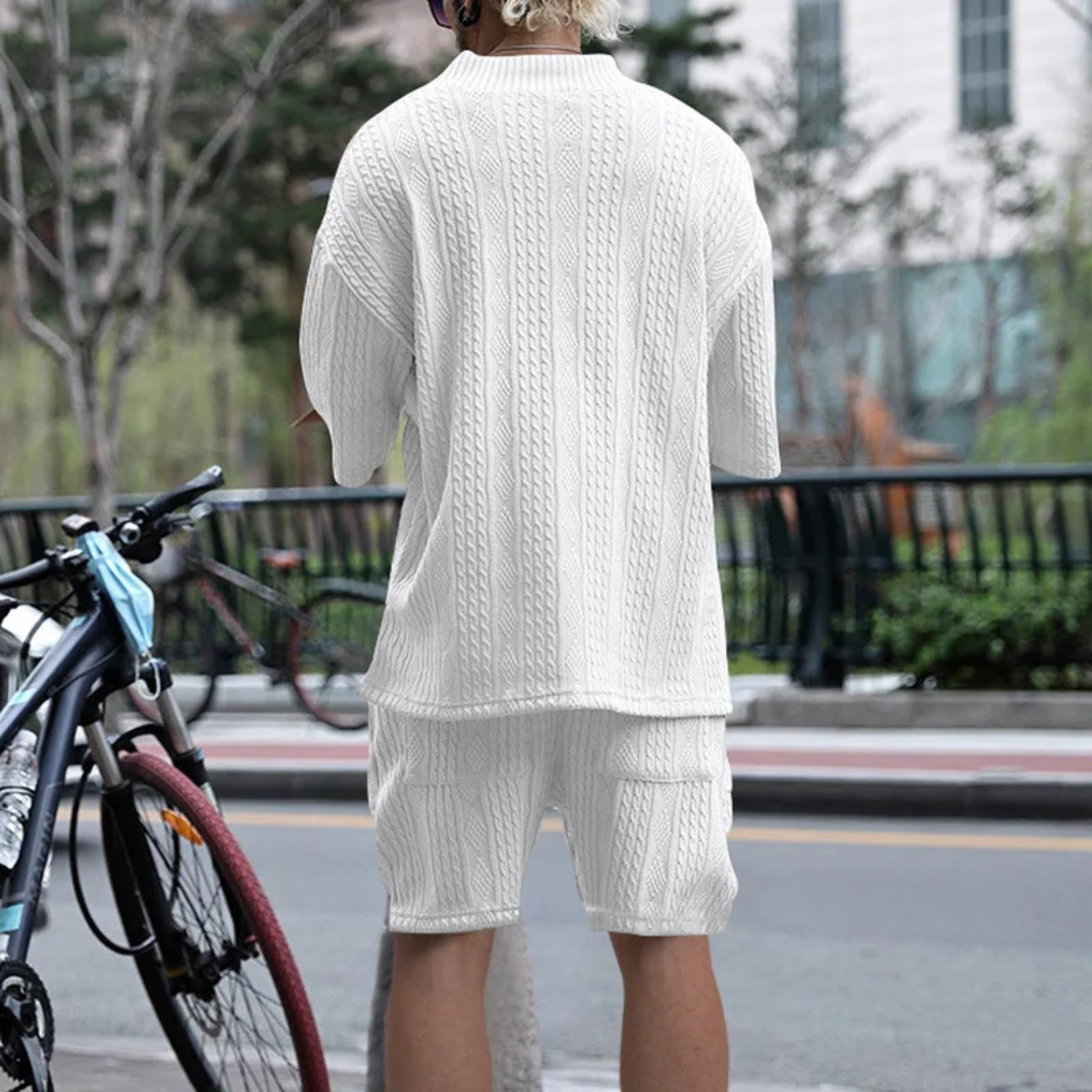 The Glenhurst Ridge Men’s Breathable Summer Knitted Set – Polo Shirt & Shorts