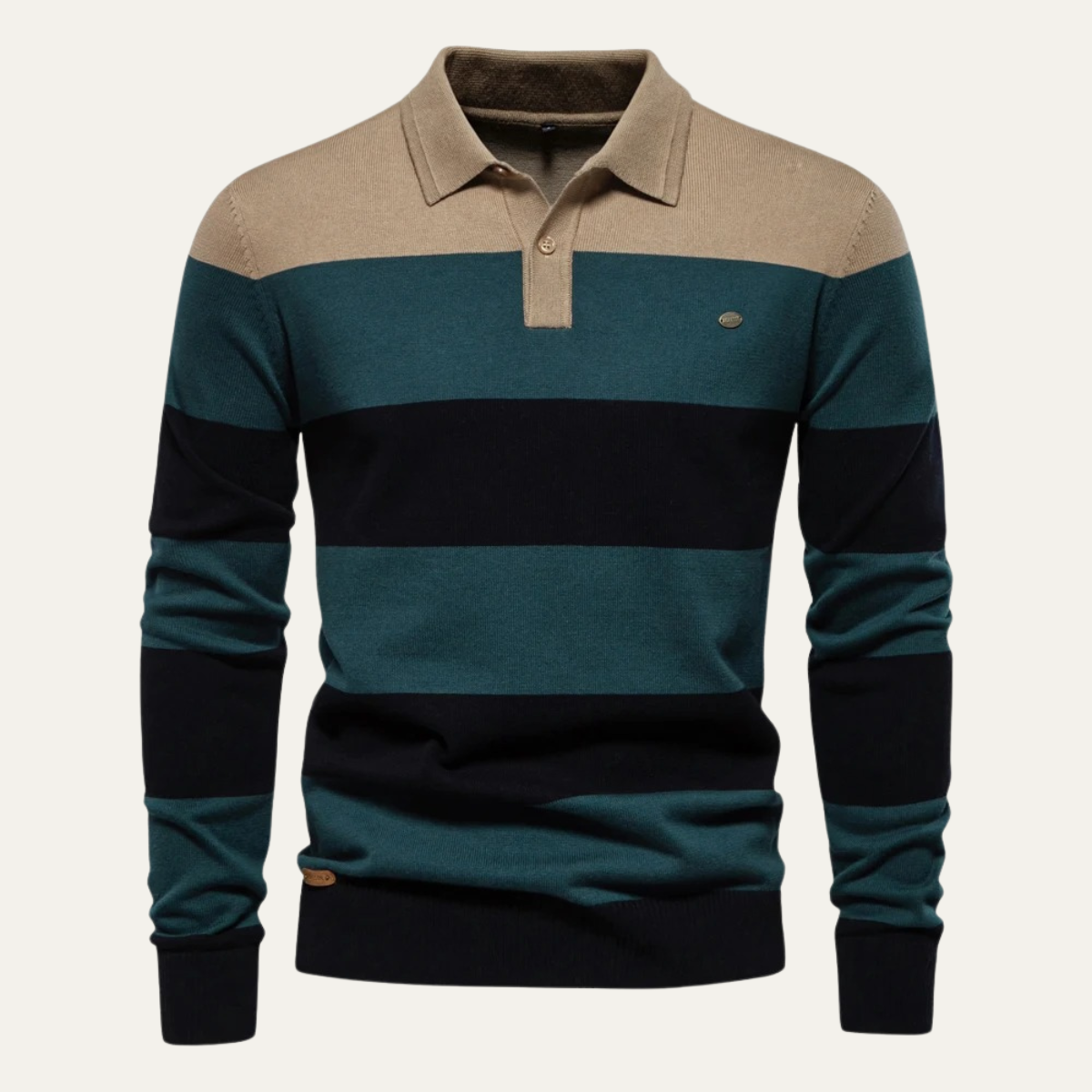 The Latina Men’s Cotton Button-Up Striped Knit Polo Sweater