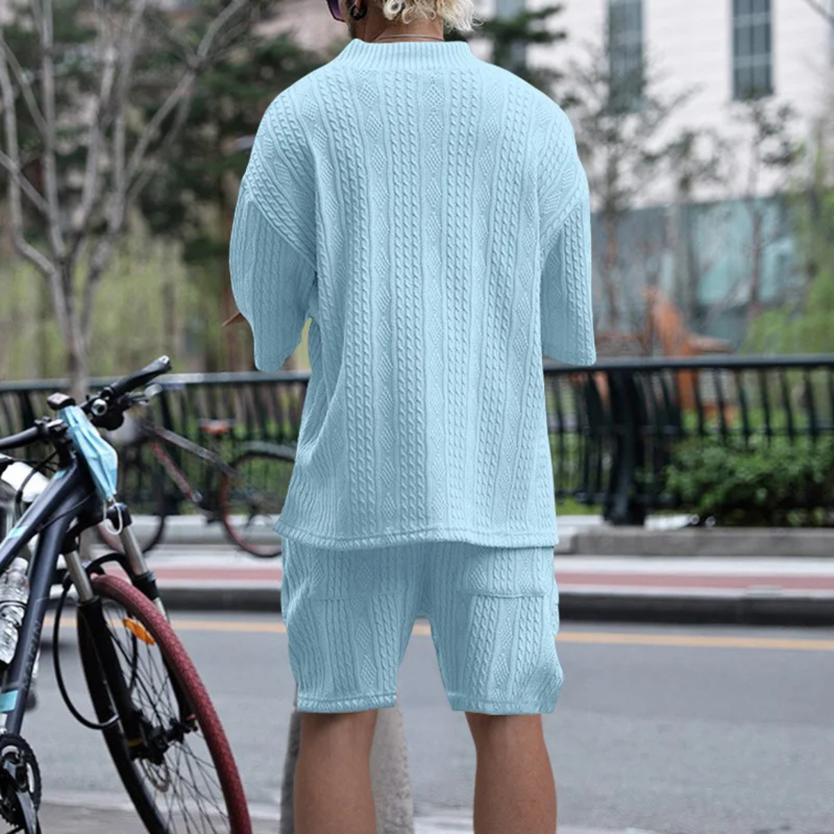 The Redwood Park Men’s Light Summer Knitted Set – Polo Shirt & Shorts