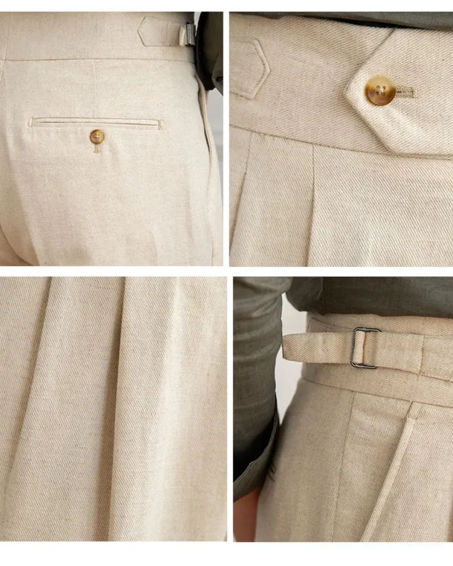 The Laguna Men's Pleated Tailored Linen Pants