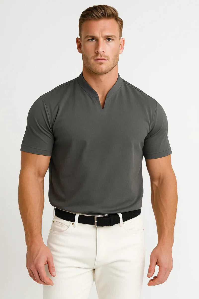 The Canberra Men's CasualSplit Collar Cotton T Shirt