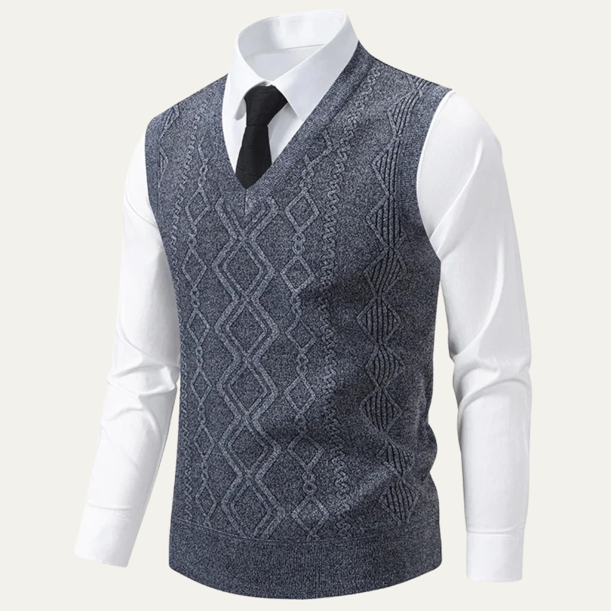 The Canazei Men’s Winter Cable Knitted V Neck Sweater Vest