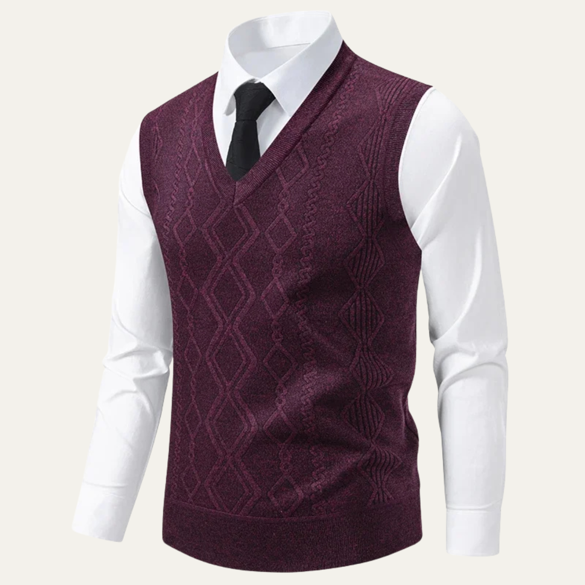 The Canazei Men’s Winter Cable Knitted V Neck Sweater Vest