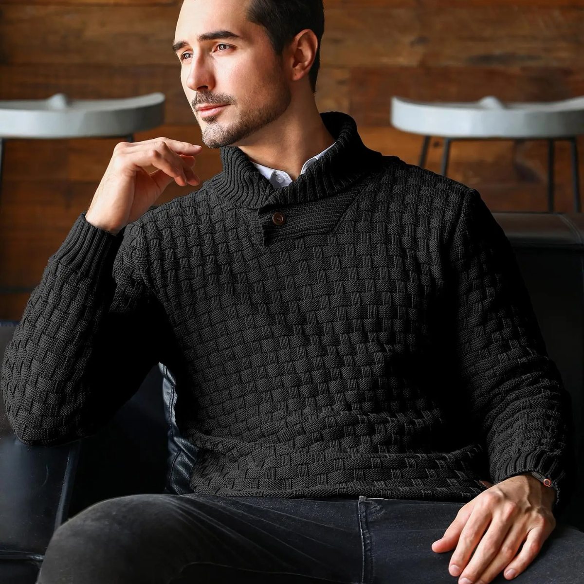 The Stirling Men's Textured Knit Winter Sweater