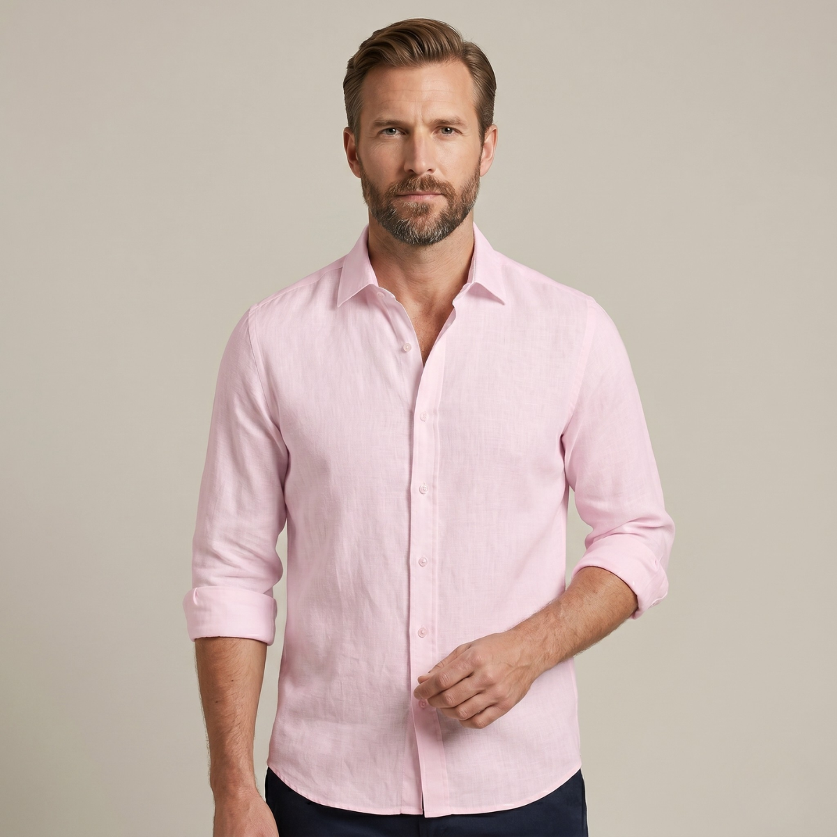 The Woodhall Men’s 100% Linen Italian Style Casual Button-Up Shirt