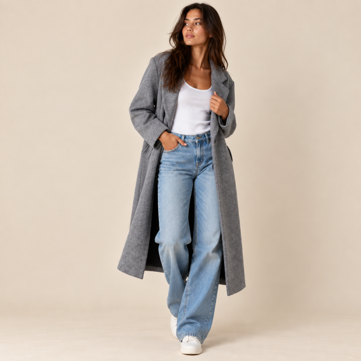 Women's Oversized Wool Coat – Long Single Breasted Winter Overcoat